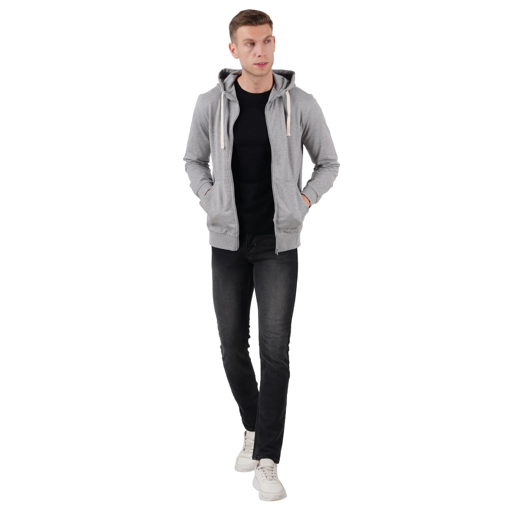 Men’s Grey Melange Zipper Hoodie | Comfortable Layer - Image 4