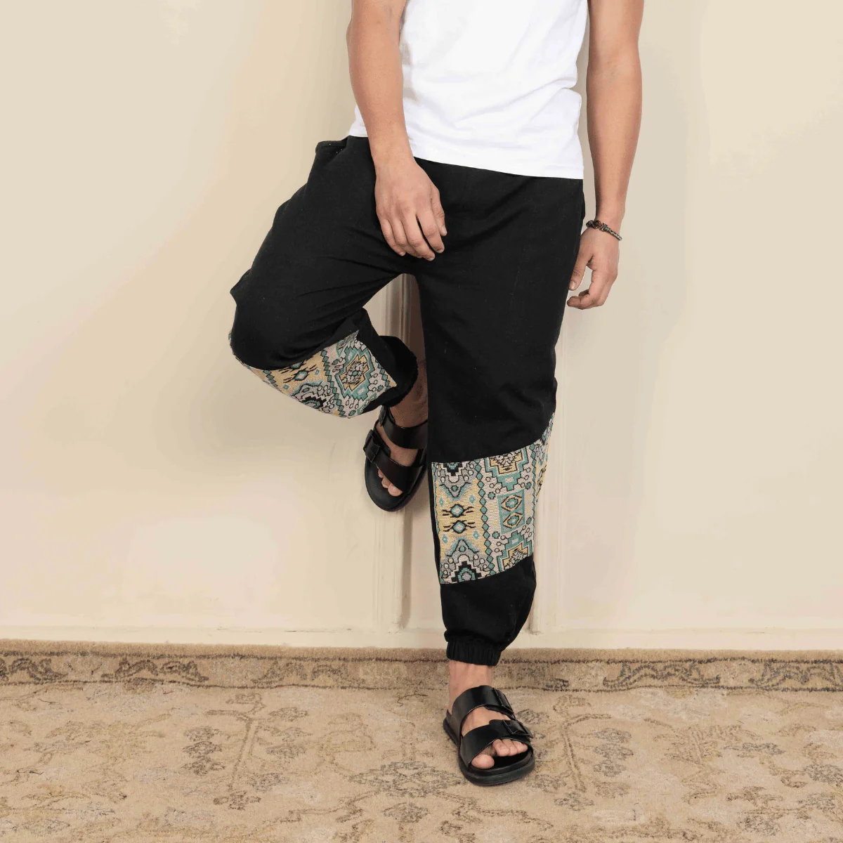 Men's Joggers | Black Patterned Patch | Fits Waist Sizes 30" to 38" - Image 10