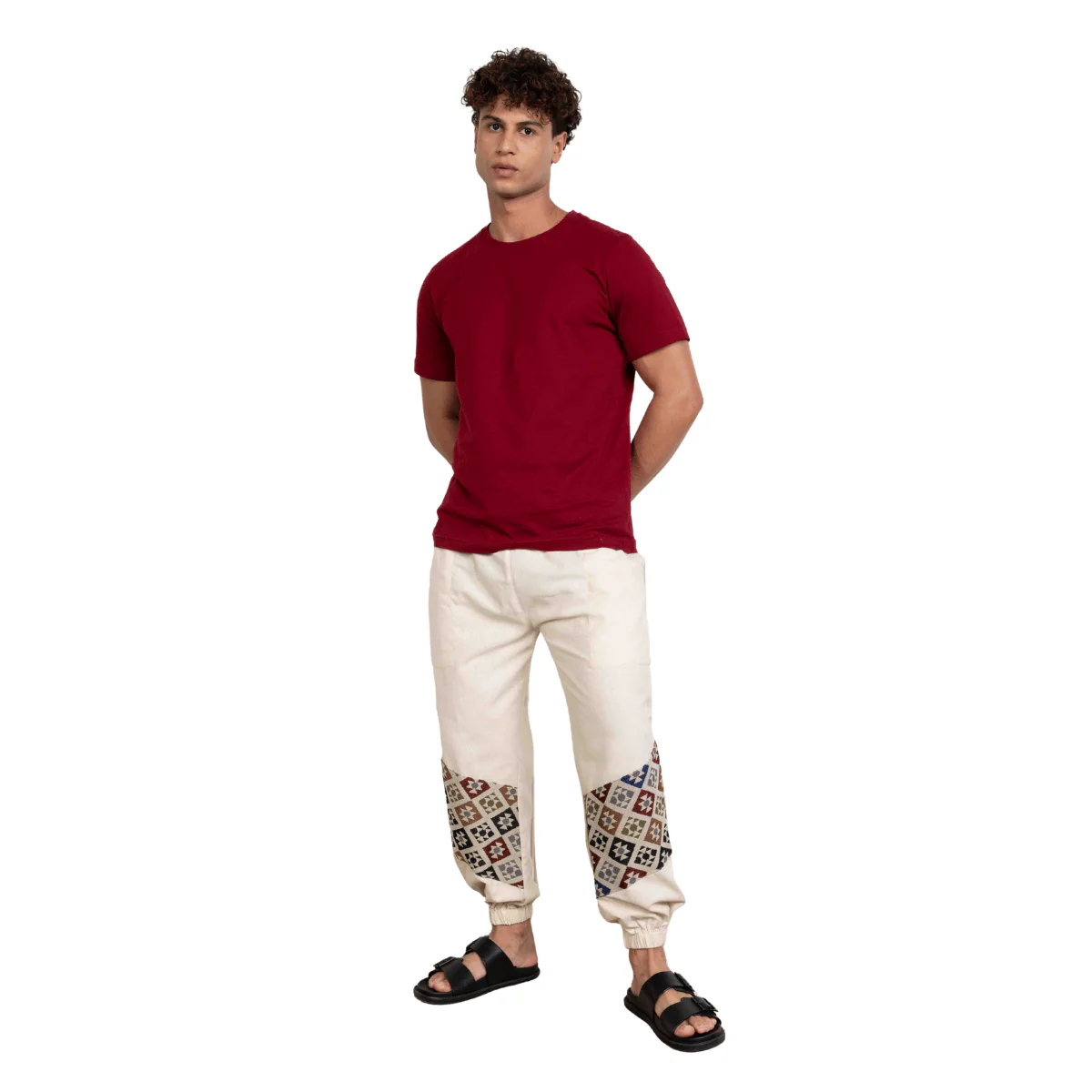 Men's Joggers | Cream Patterned Patch | Fits Waist Sizes 30" to 38" - Image 6