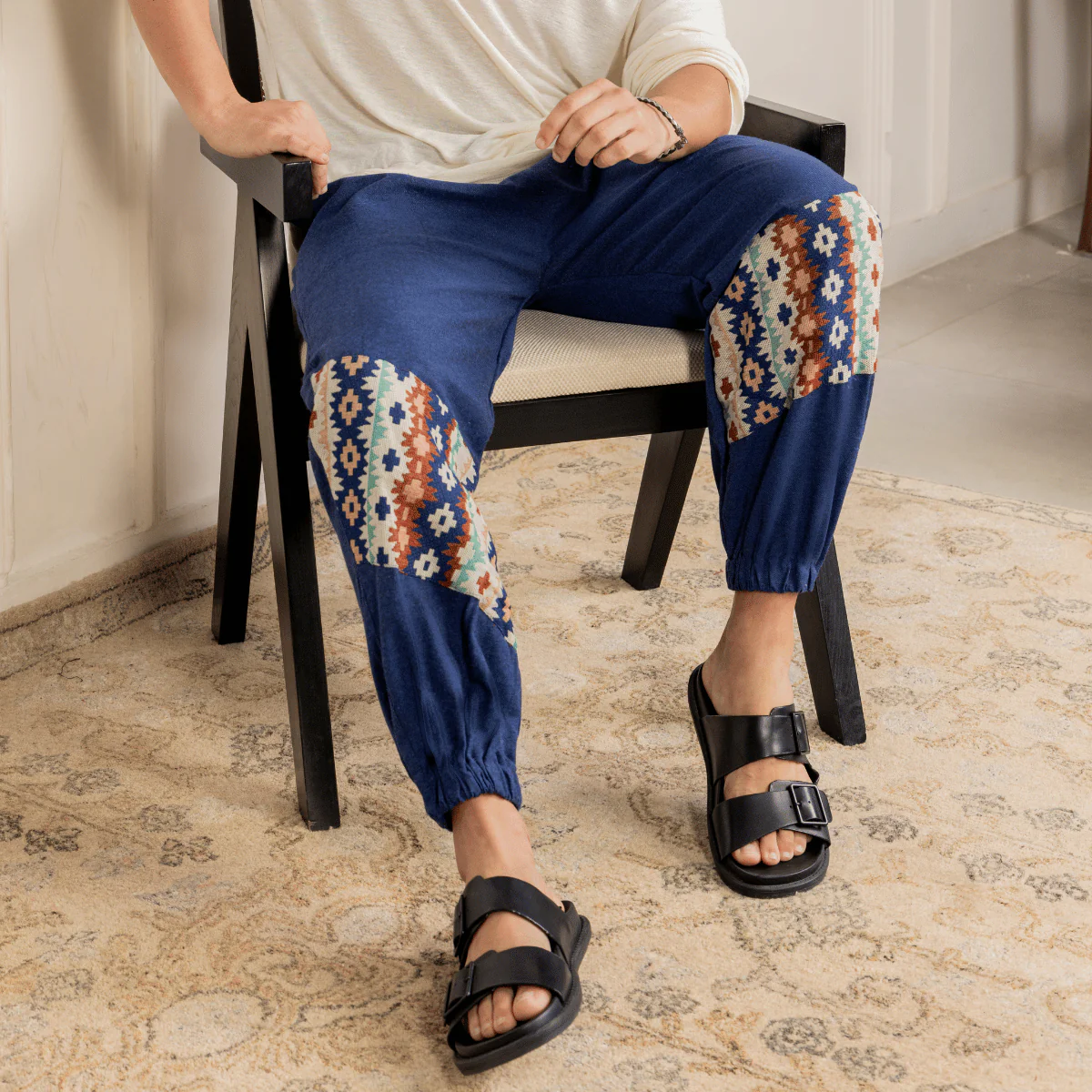 Men's Joggers | Blue  Patterned Patch | Fits Waist Sizes 30" to 38" - Image 11