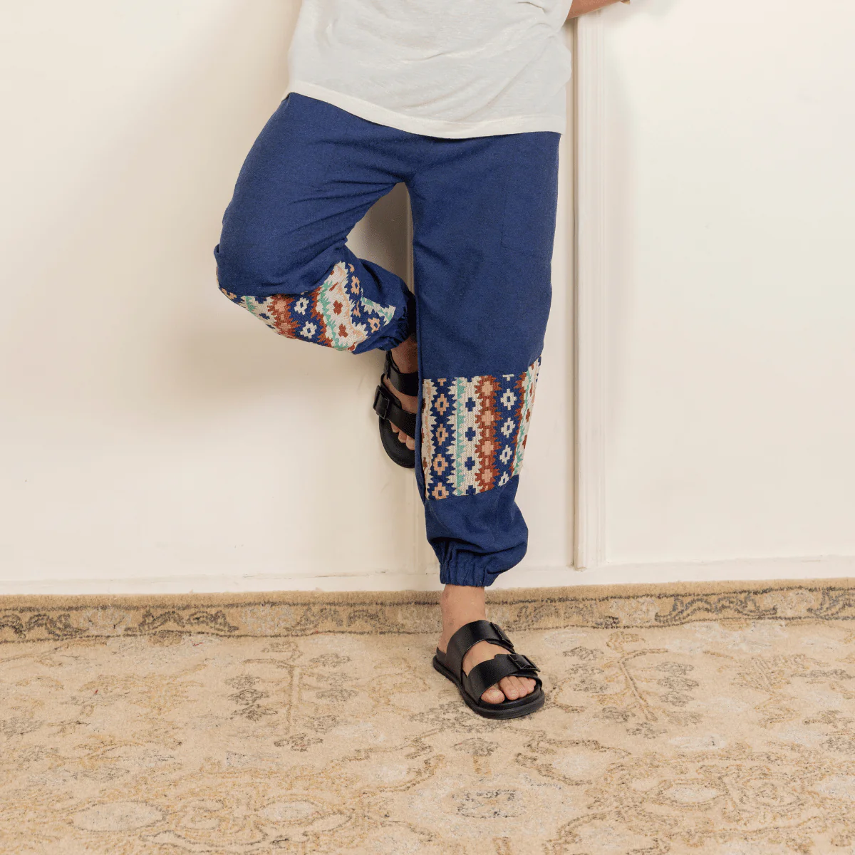 Men's Joggers | Blue  Patterned Patch | Fits Waist Sizes 30" to 38" - Image 4