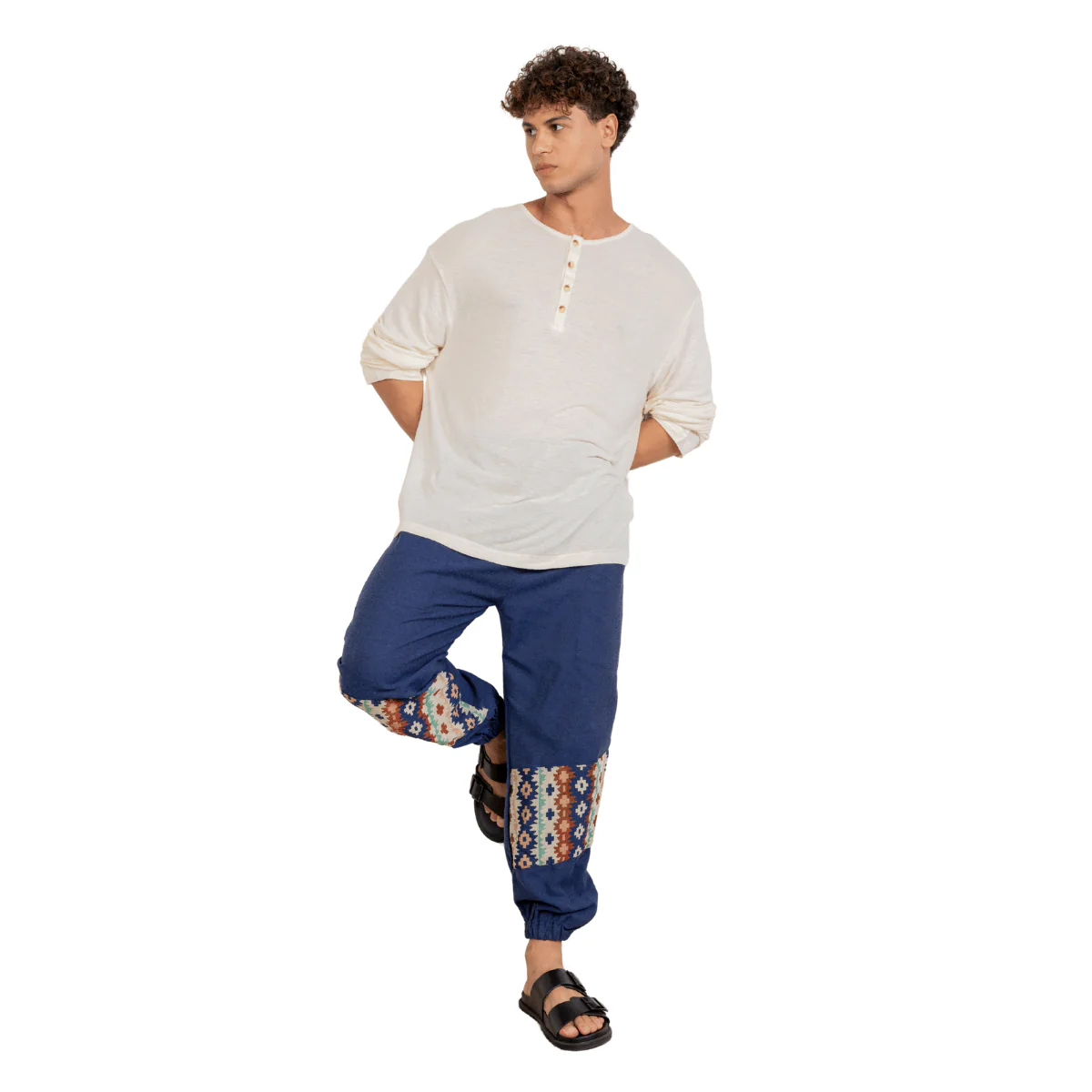 Men's Joggers | Blue  Patterned Patch | Fits Waist Sizes 30" to 38" - Image 6