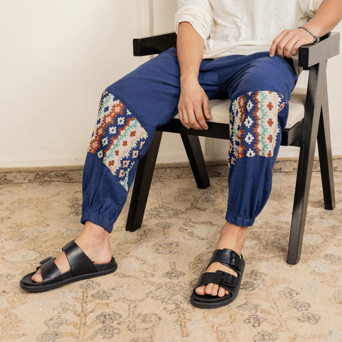 Men's Joggers | Blue  Patterned Patch | Fits Waist Sizes 30" to 38" - Image 8