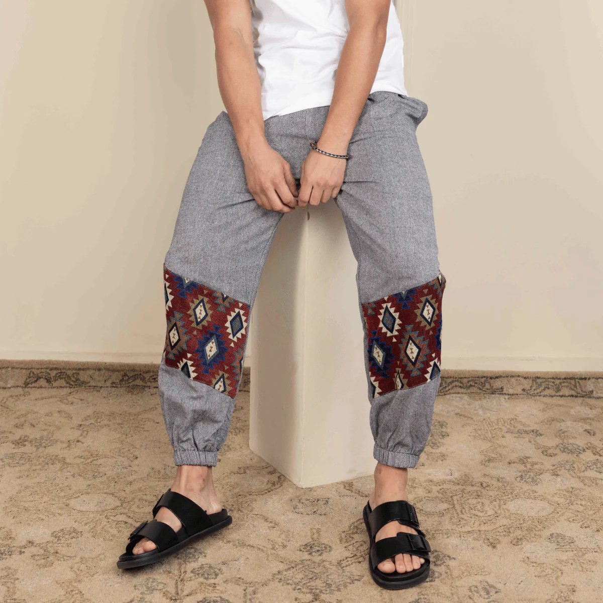 Men's Joggers | Grey Patterned Patch | Fits Waist Sizes 30" to 38" - Image 2