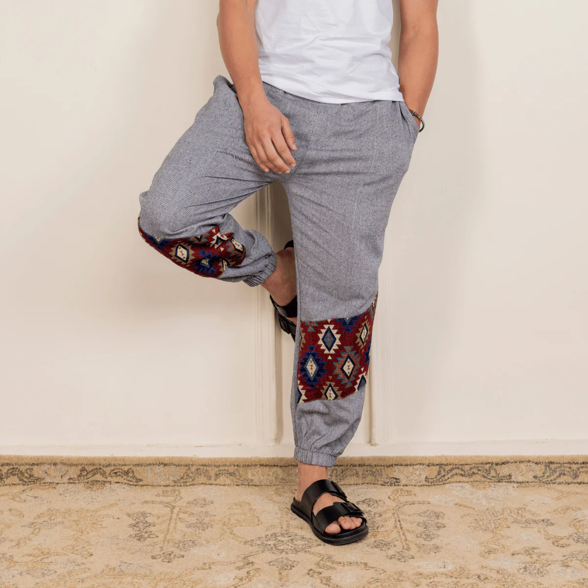 Men's Joggers | Grey Patterned Patch | Fits Waist Sizes 30" to 38" - Image 5