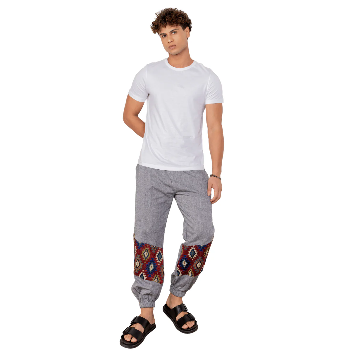 Men's Joggers | Grey Patterned Patch | Fits Waist Sizes 30" to 38" - Image 7