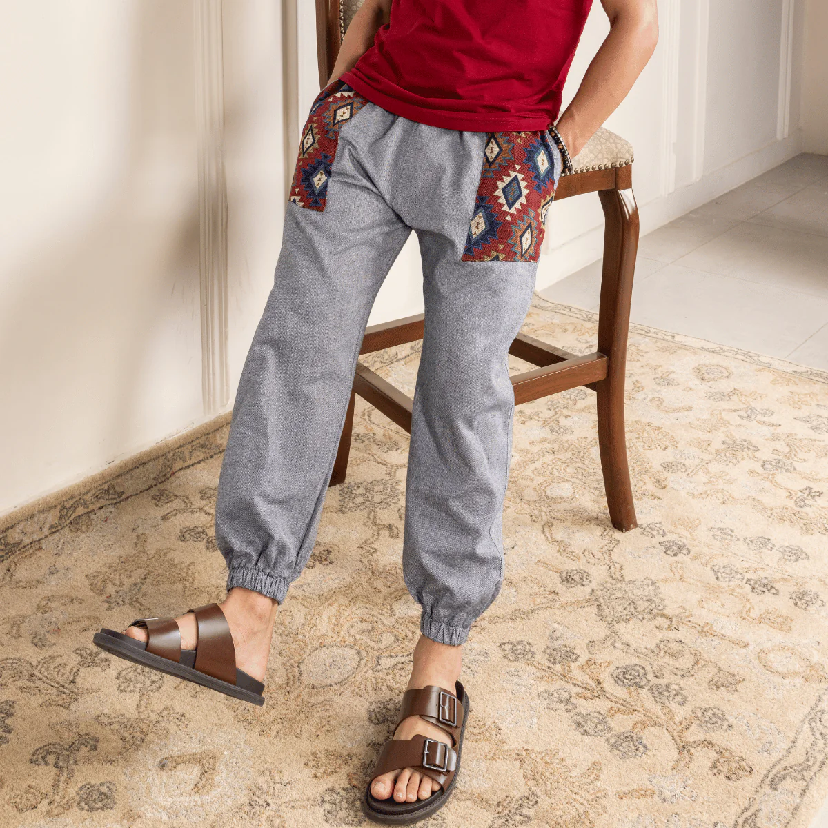 Men's Joggers | Grey Pocket Patch | Fits Waist Sizes 30” to 38” - Image 2