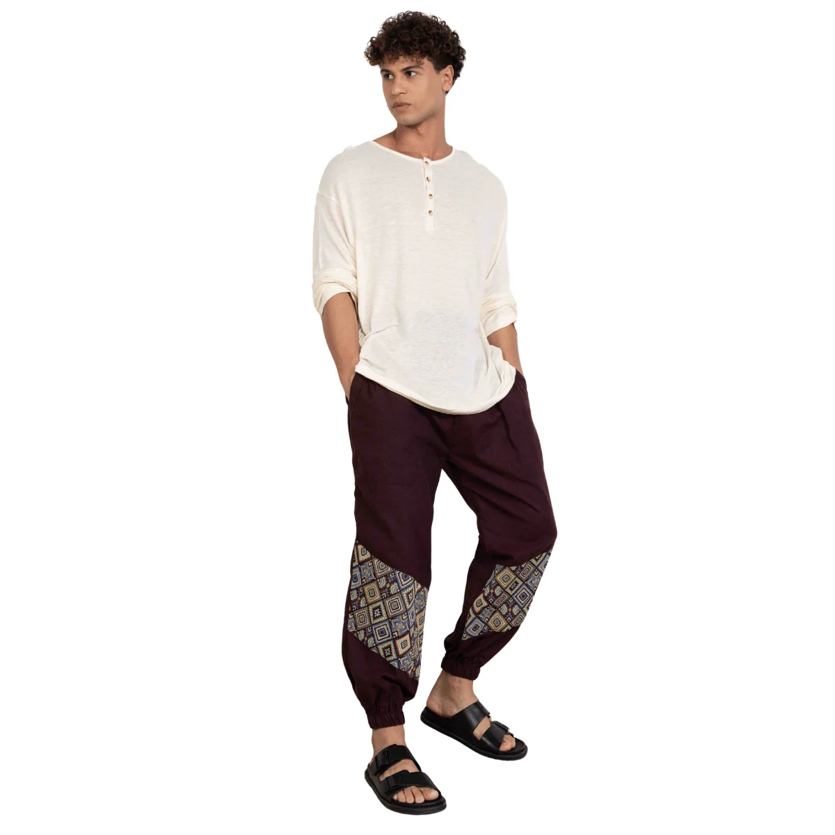 Men's Joggers | Maroon Patterned Patch | Fits Waist Sizes 30" to 38" - Image 7