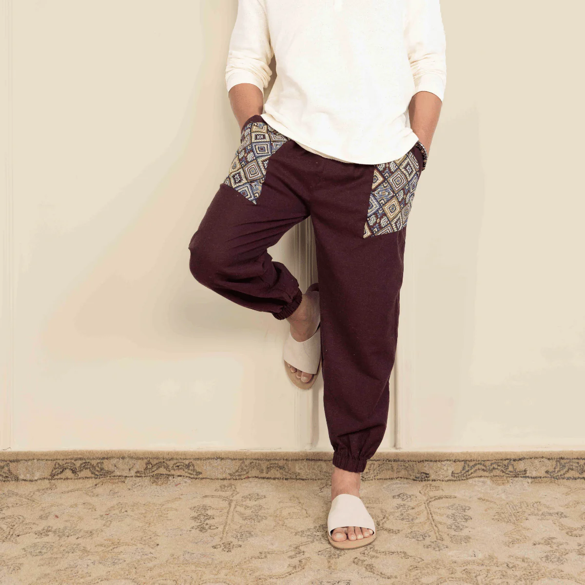 Men's Joggers | Maroon Pocket Patch | Fits Waist Sizes 30” to 38” - Image 4