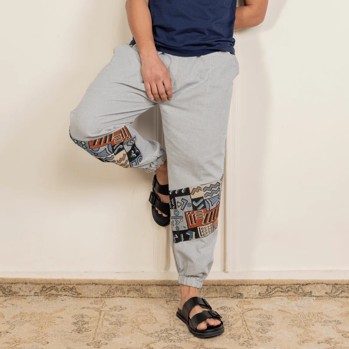 Men's Joggers | Sage Grey Patterned Patch | Fits Waist Sizes 30" to 38 - Image 5
