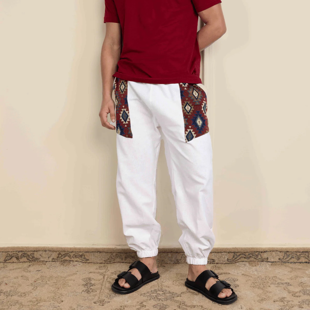 Men's Joggers | White Patterned Patch | Fits Waist Sizes 30" to 38" - Image 5