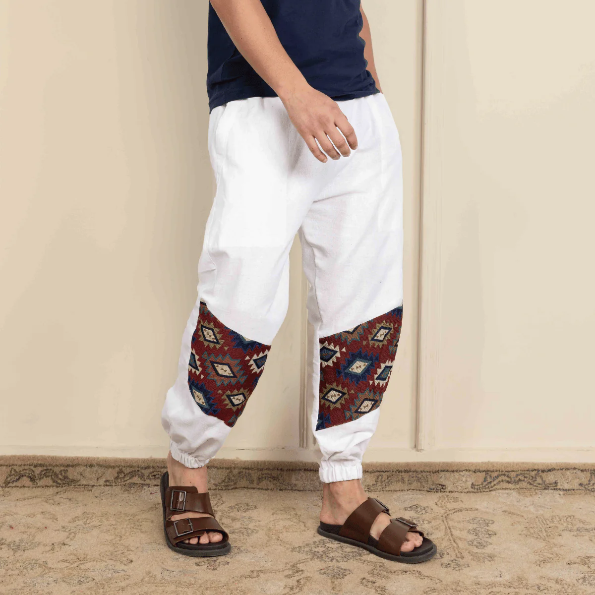 Men's Joggers | White Patterned Patch | Fits Waist Sizes 30" to 38" - Image 8
