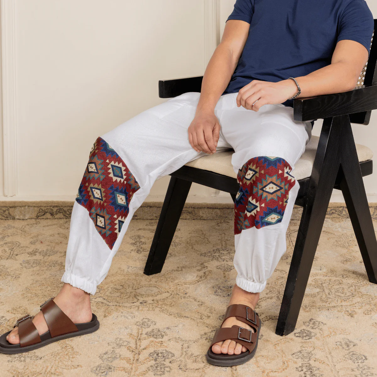 Men's Joggers | White Patterned Patch | Fits Waist Sizes 30" to 38" - Image 9