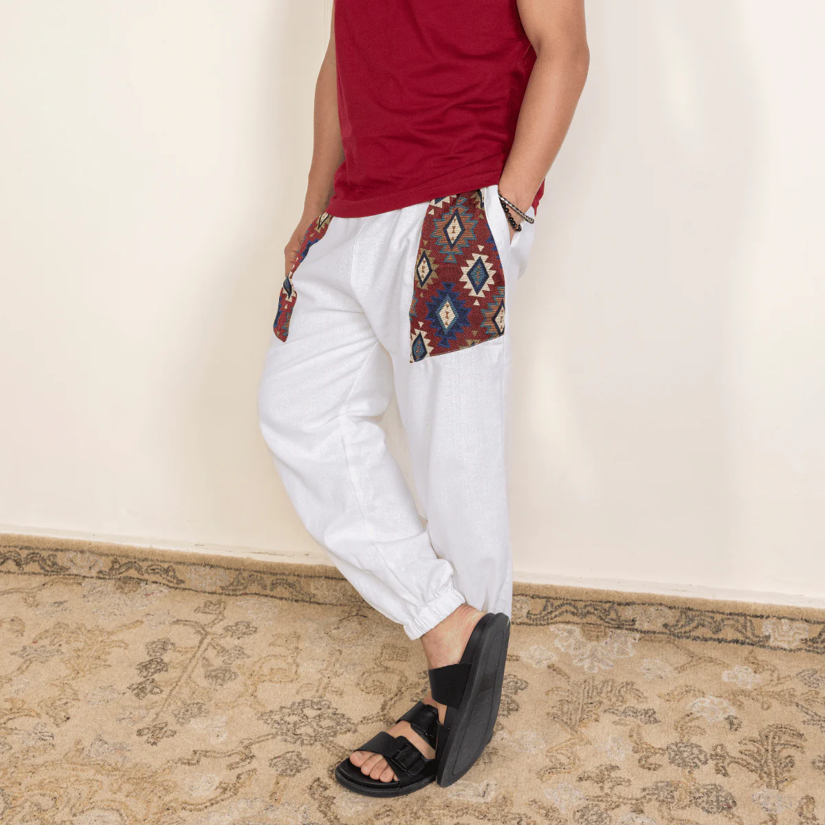 Men's Joggers | White Pocket Patch | Fits Waist Sizes 30” to 38” - Image 11
