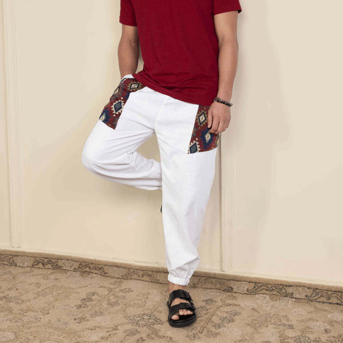 Men's Joggers | White Pocket Patch | Fits Waist Sizes 30” to 38” - Image 2