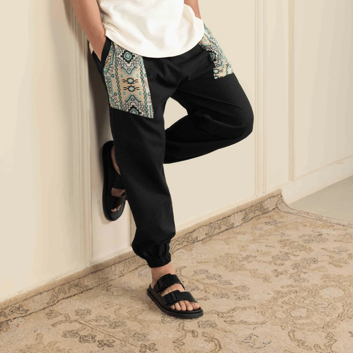 Men's Joggers | Black Pocket Patch | Fits Waist Sizes 30” to 38” - Image 12
