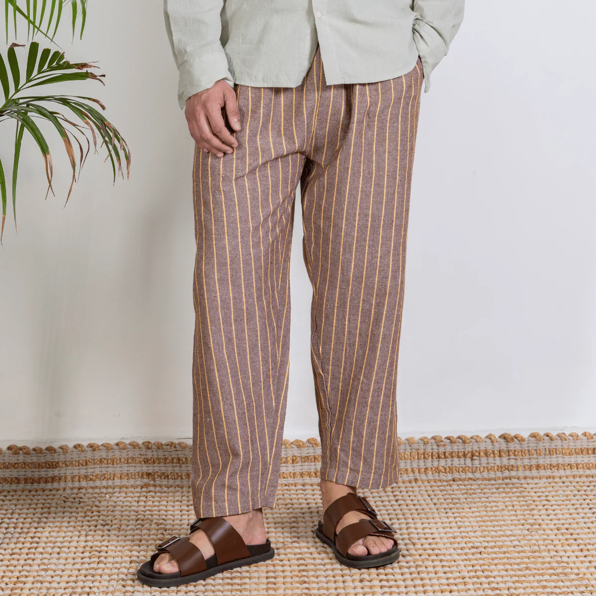 Men's Lounge Pants | Brown Stripes | Fits Waist Size 28" to 36"