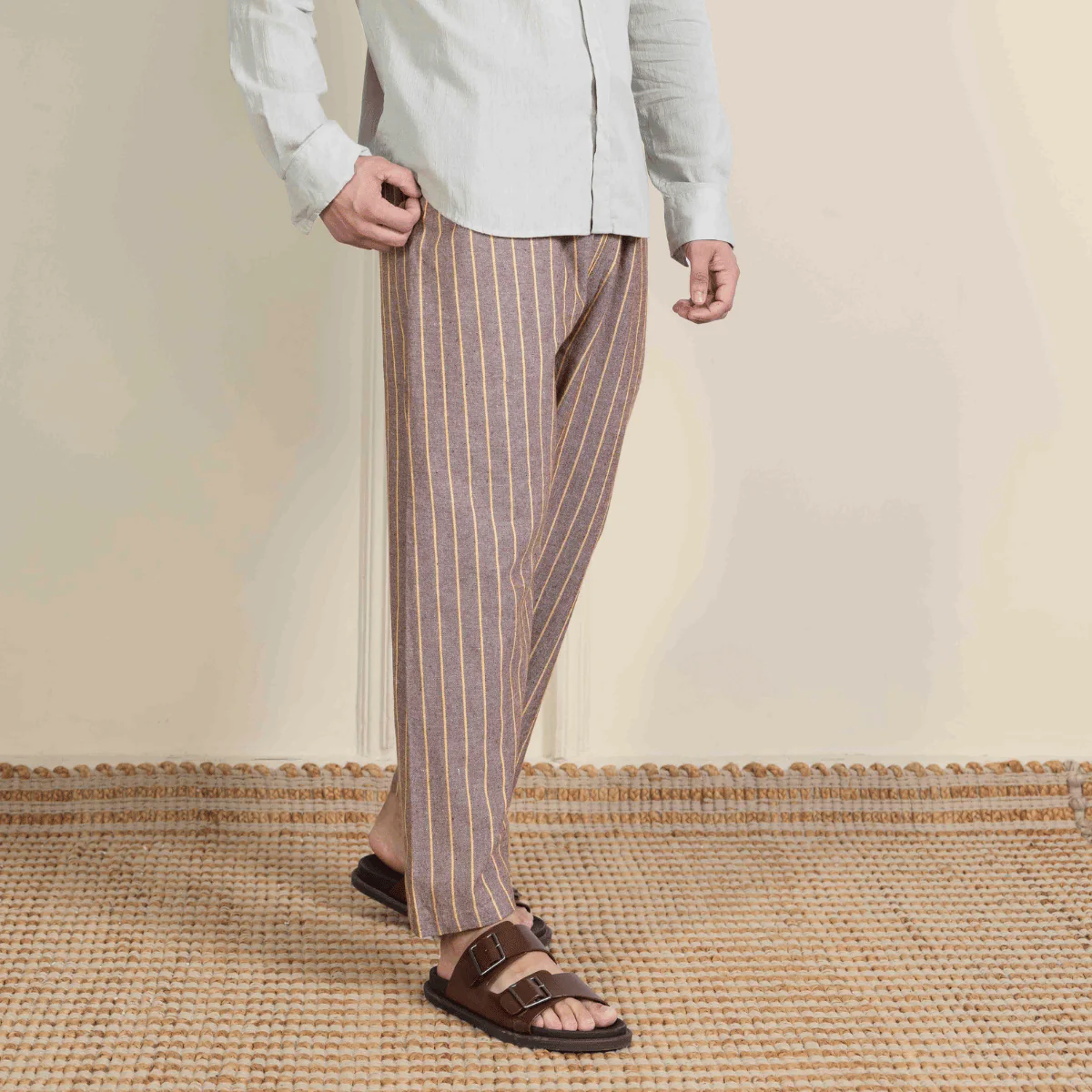 Men's Lounge Pants | Brown Stripes | Fits Waist Size 28" to 36" - Image 2