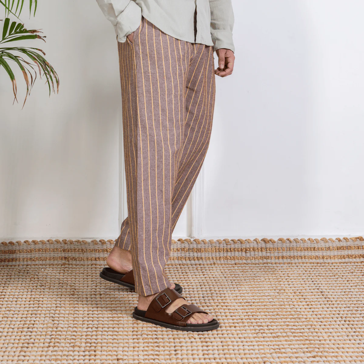 Men's Lounge Pants | Brown Stripes | Fits Waist Size 28" to 36" - Image 4