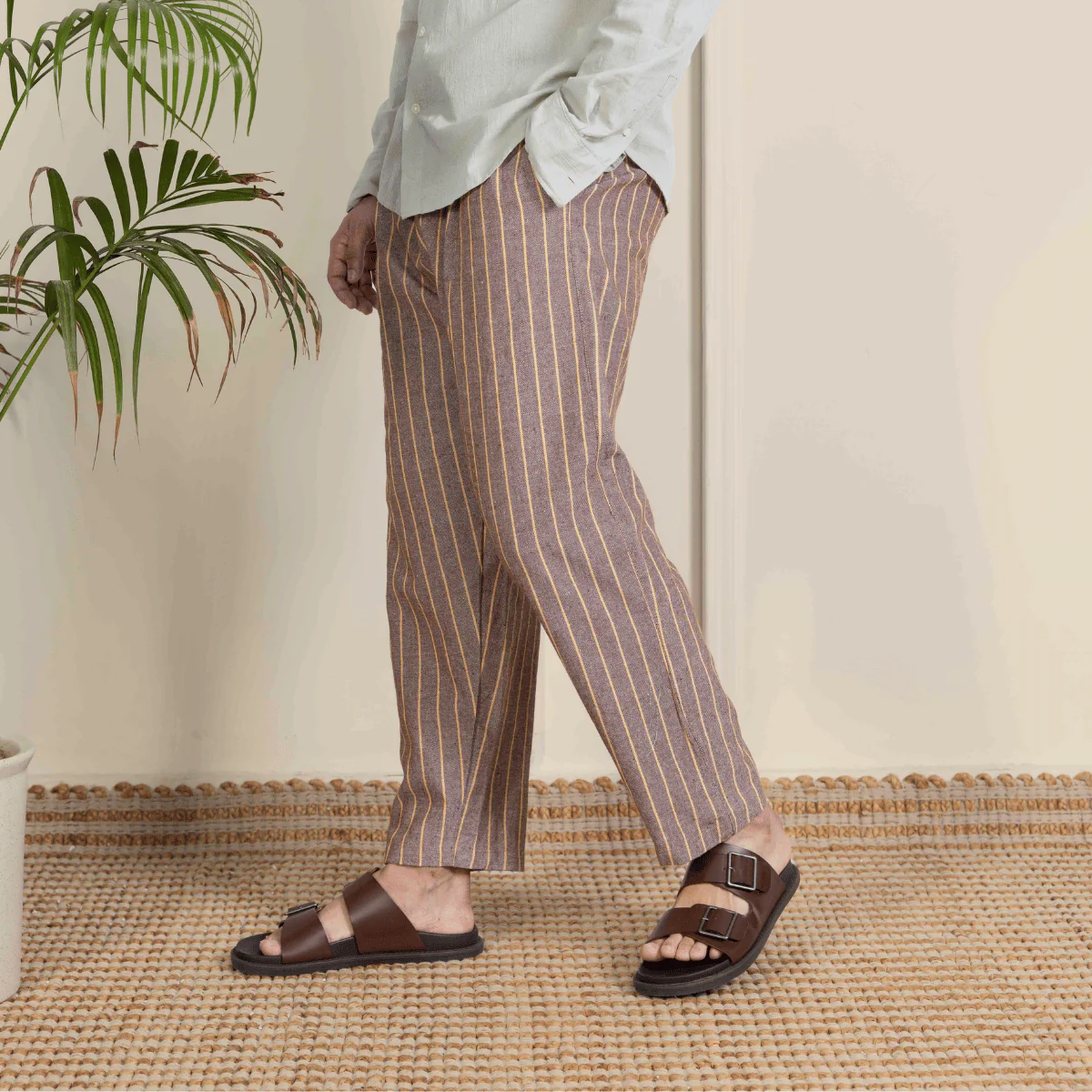 Men's Lounge Pants | Brown Stripes | Fits Waist Size 28" to 36" - Image 5