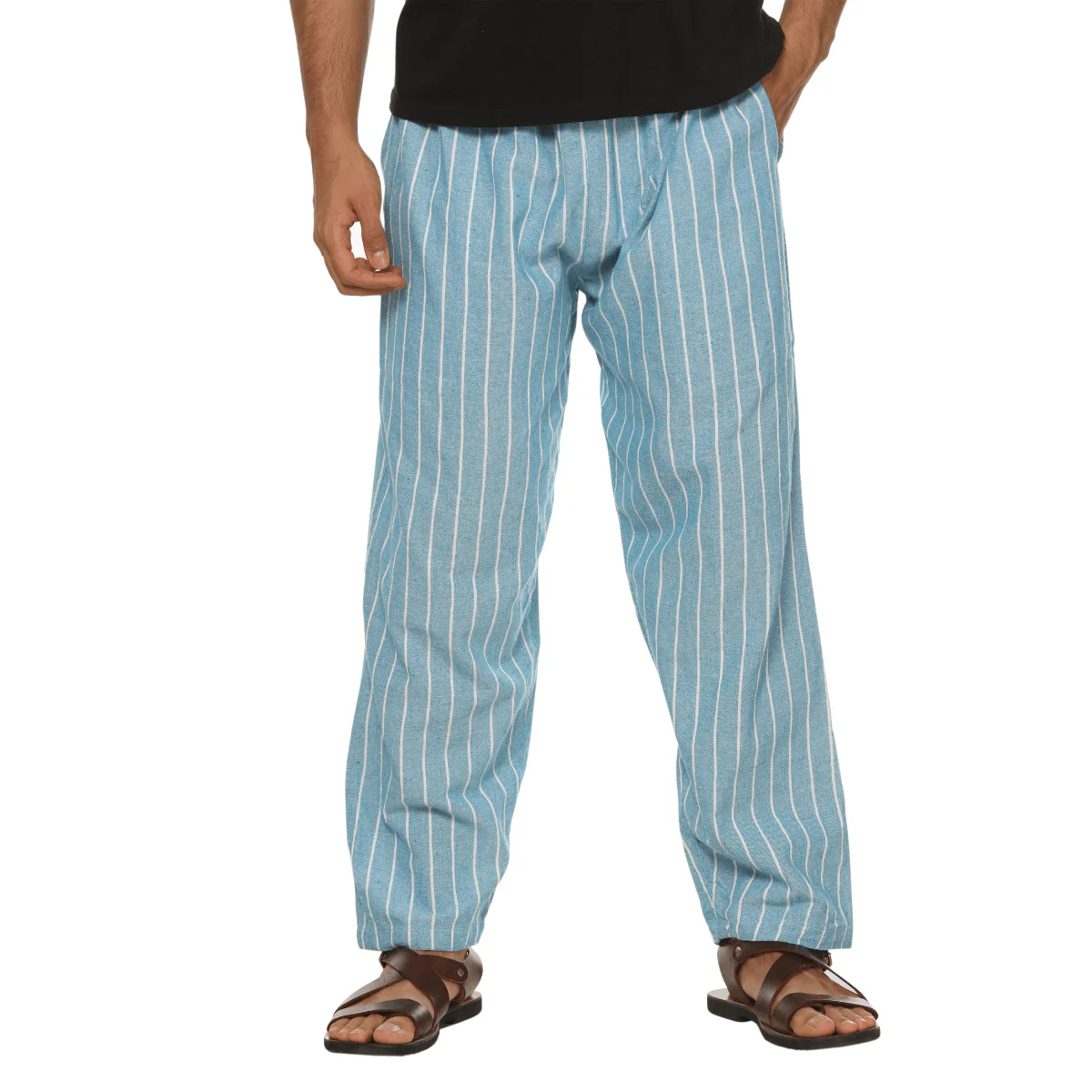 Men's Lounge Pants | Blue Stripes | Fits Waist Size 28" to 36" - Image 2