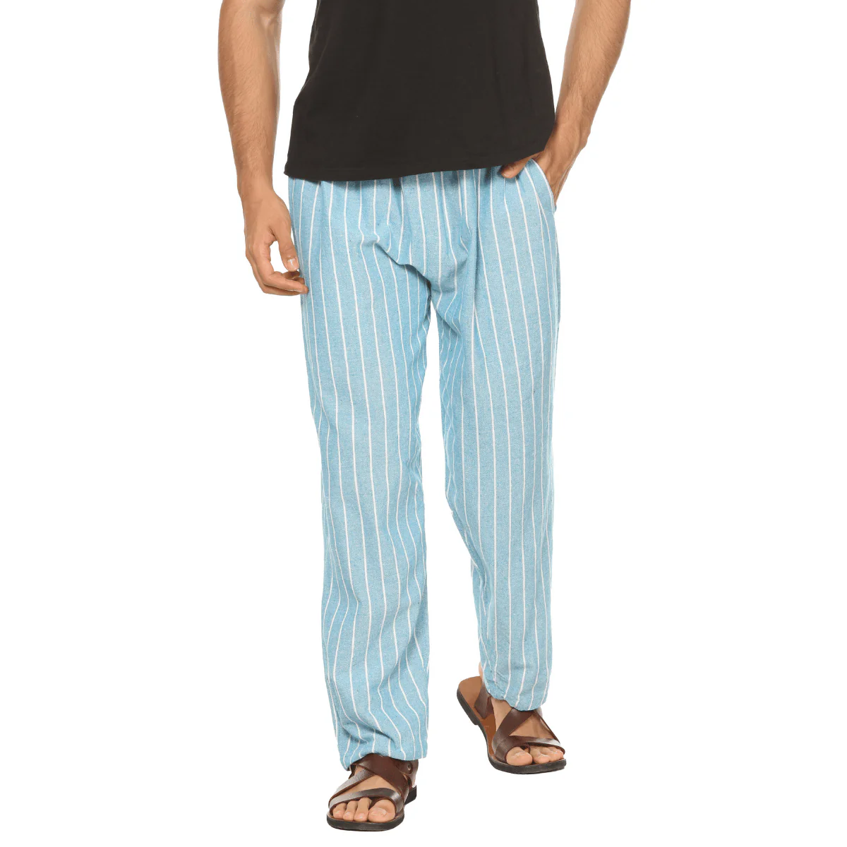 Men's Lounge Pants | Blue Stripes | Fits Waist Size 28" to 36" - Image 4