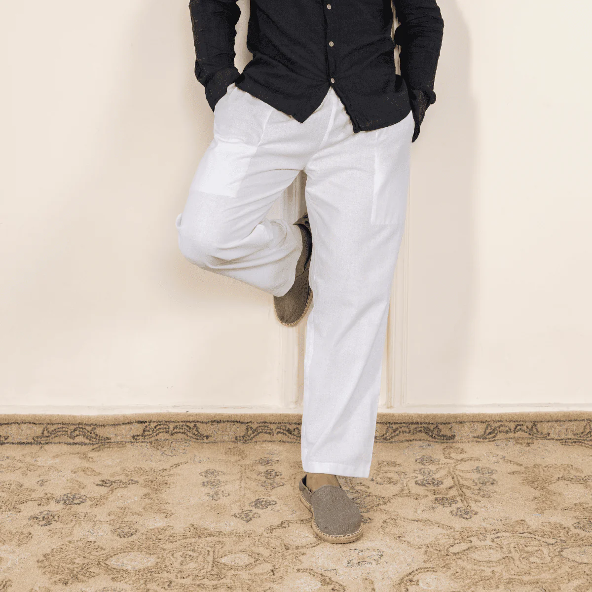 Men's Lounge Pant | White | Fits Waist Size 28" to 36" - Image 4