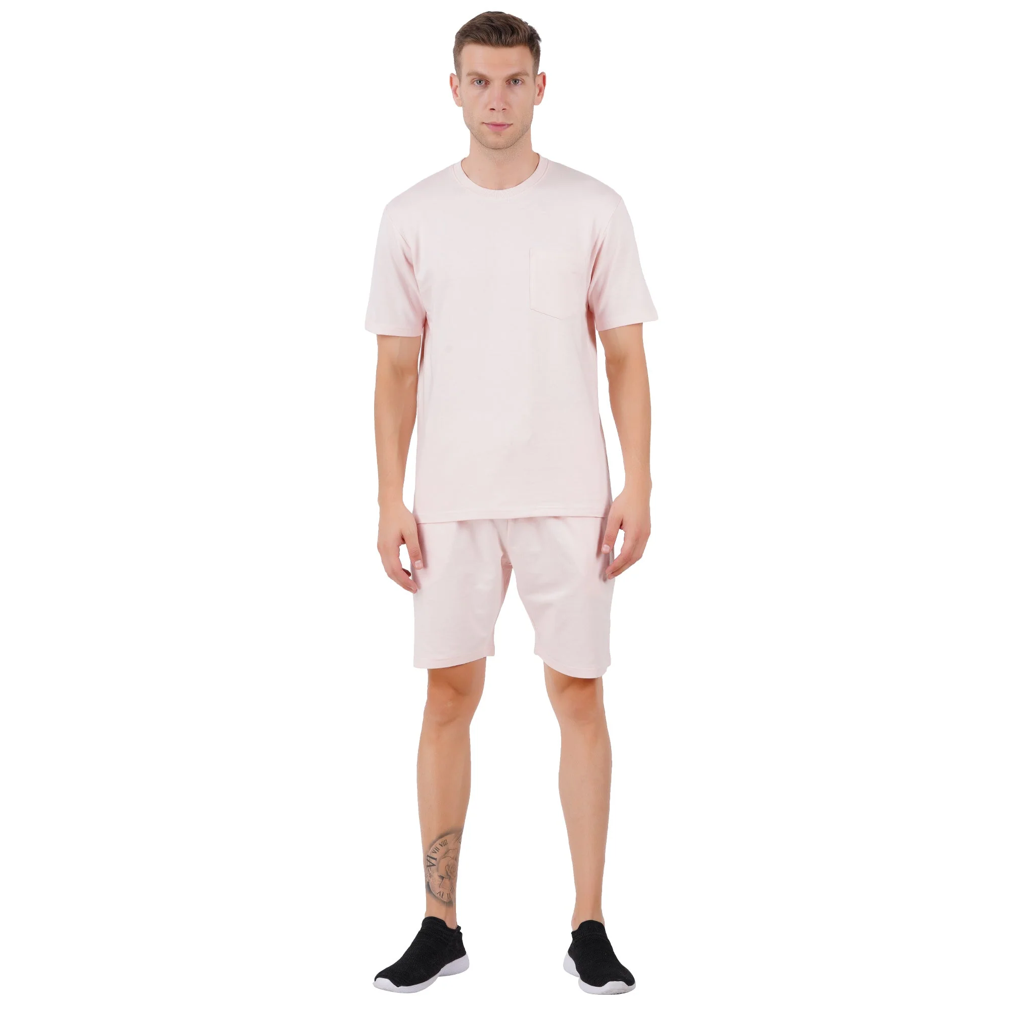 Organic Cotton Pink French Terry Shorts Set | Men’s Loungewear Set