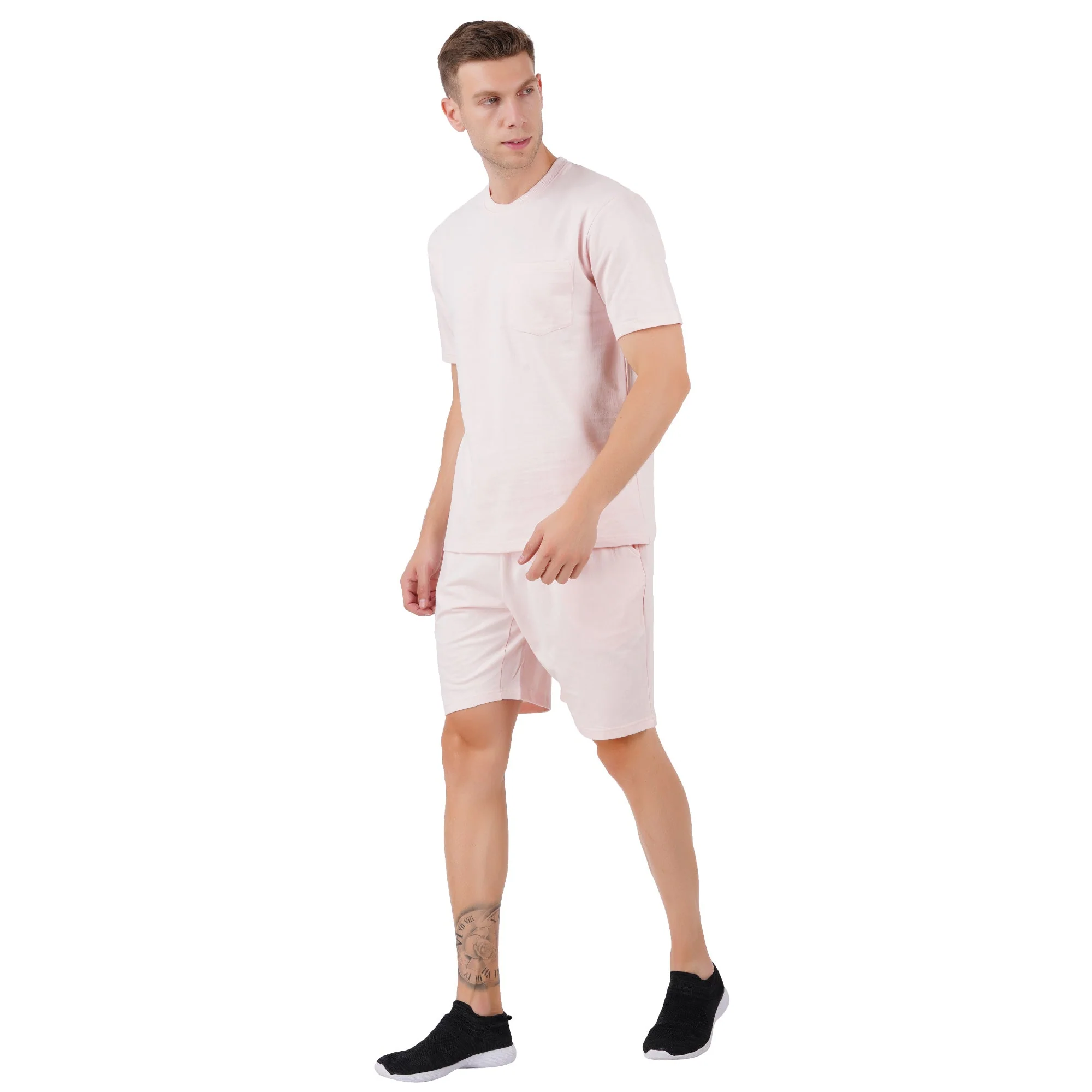 Organic Cotton Pink French Terry Shorts Set | Men’s Loungewear Set - Image 3