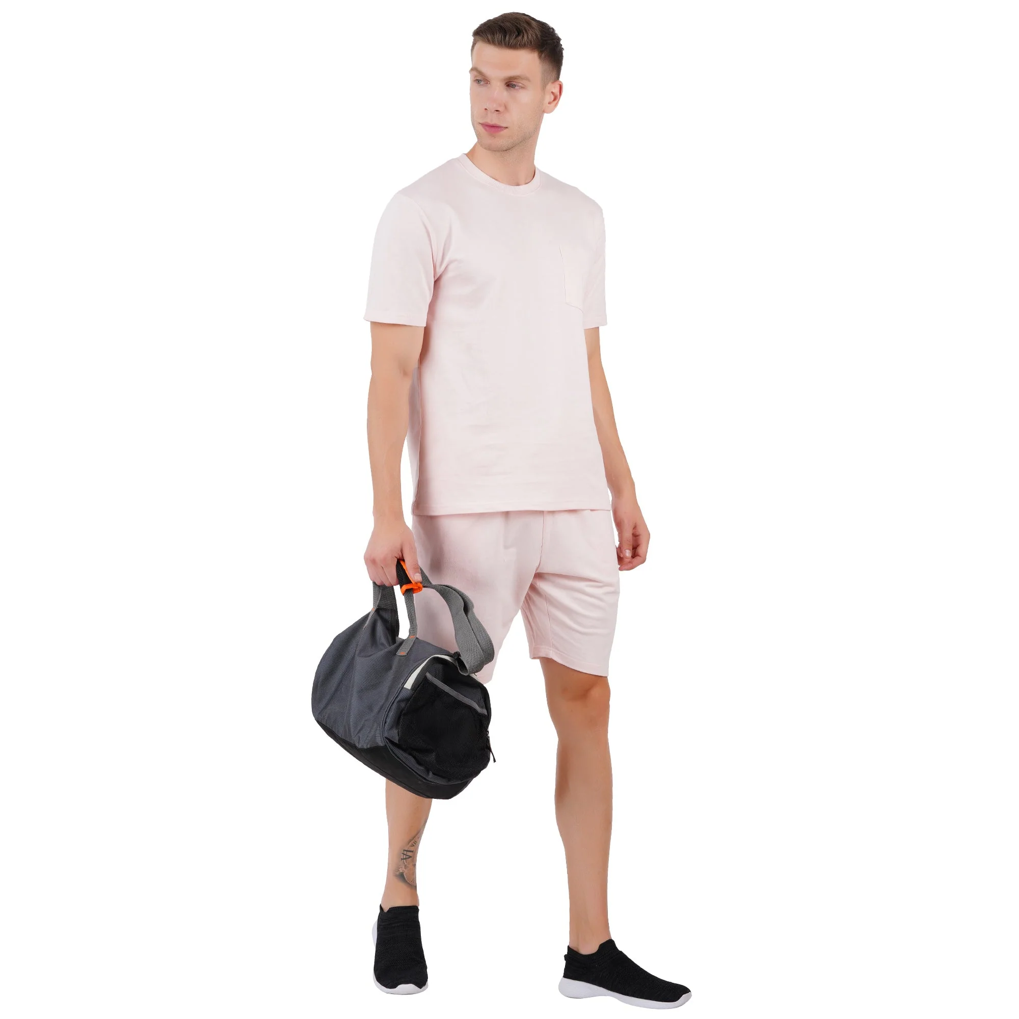 Organic Cotton Pink French Terry Shorts Set | Men’s Loungewear Set - Image 4