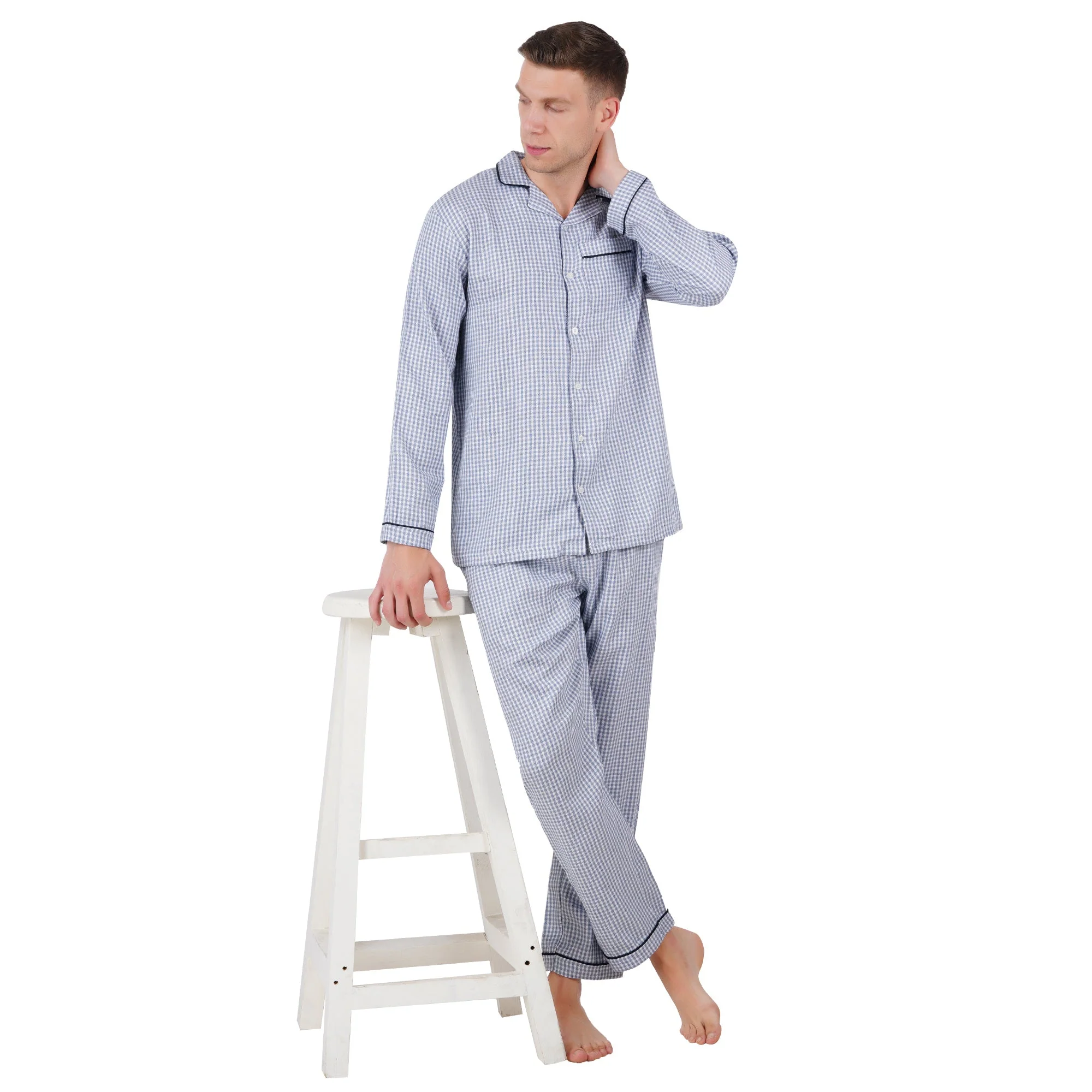 Men’s Nightwear Blue Checks | Comfortable Sleepwear - Image 4