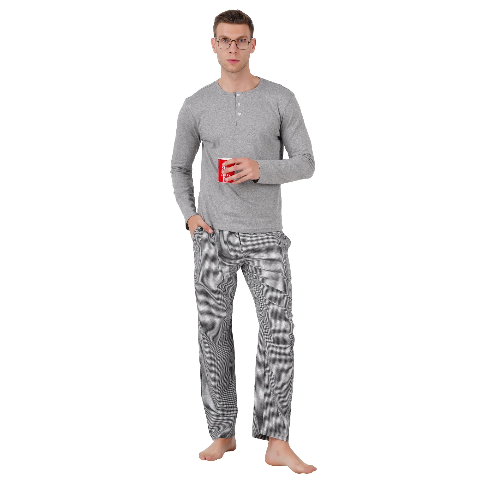 Men’s Nightwear Grey Melange Loungewear Pants - Image 4
