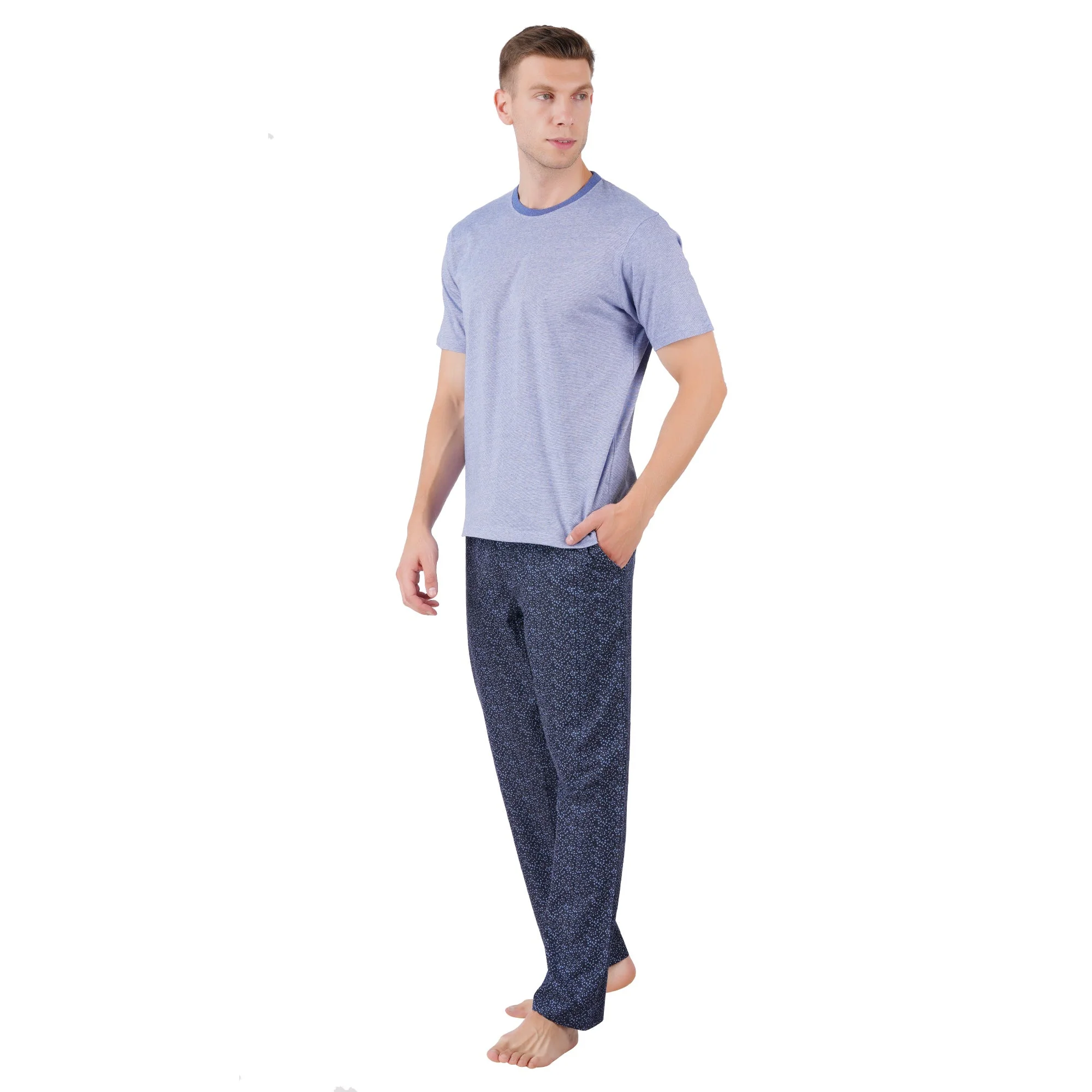 Men’s Organic Cotton Navy Nightwear Set | T-Shirt & Printed Pants - Image 3