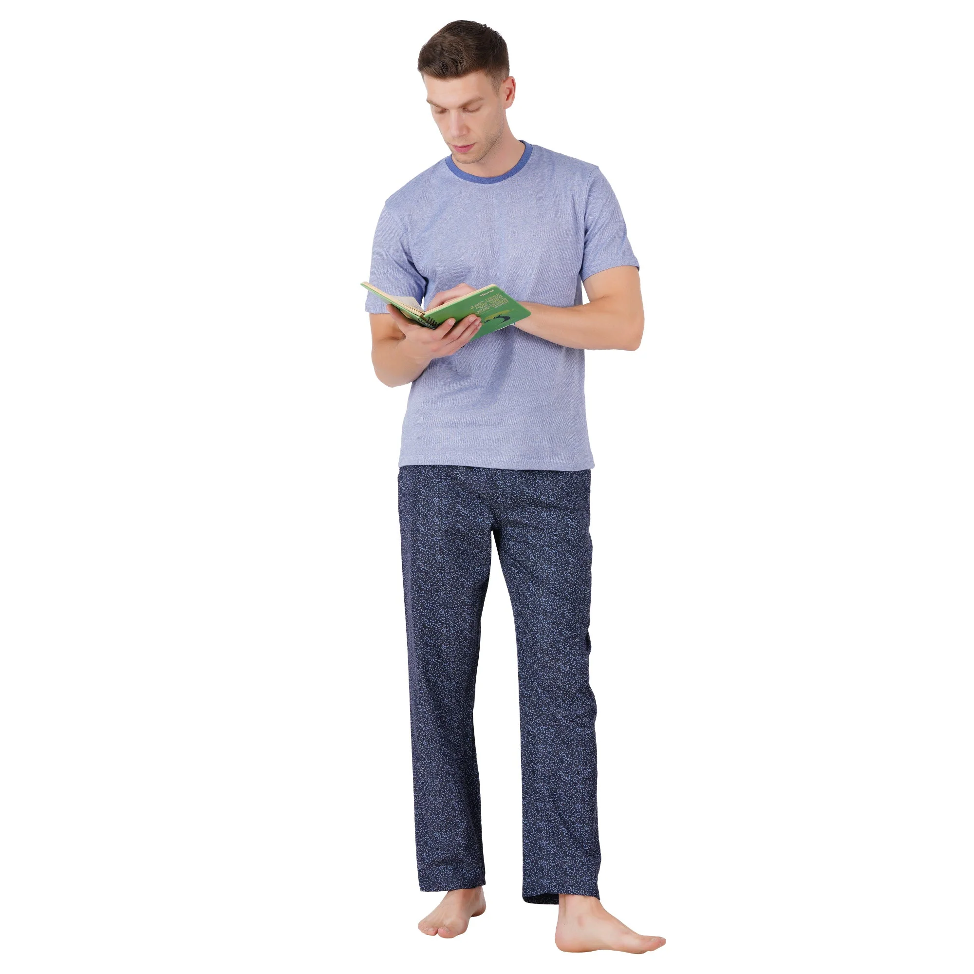 Men’s Organic Cotton Navy Nightwear Set | T-Shirt & Printed Pants - Image 4