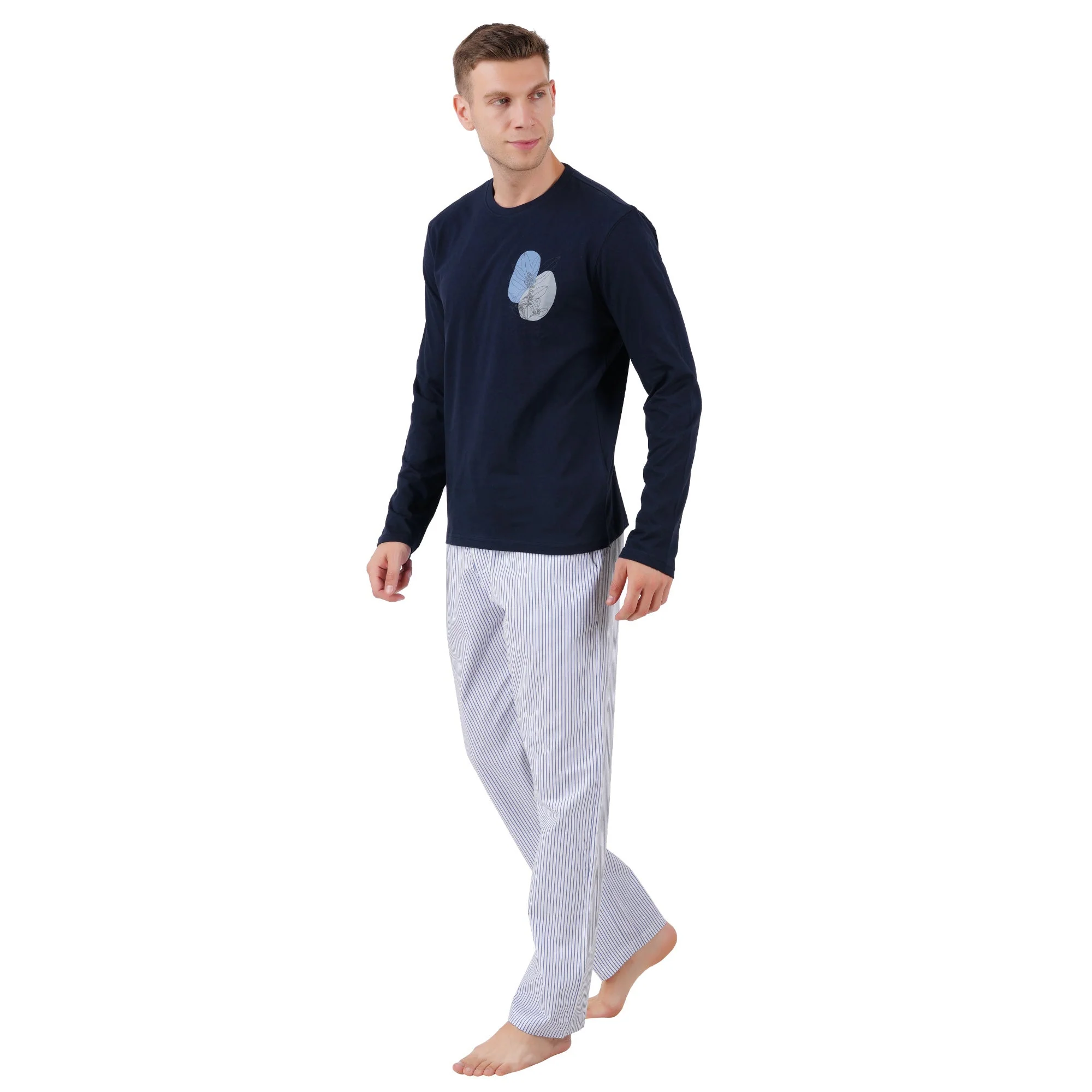 Men’s Navy Nightwear Set | Comfortable Cotton Sleepwear - Image 3
