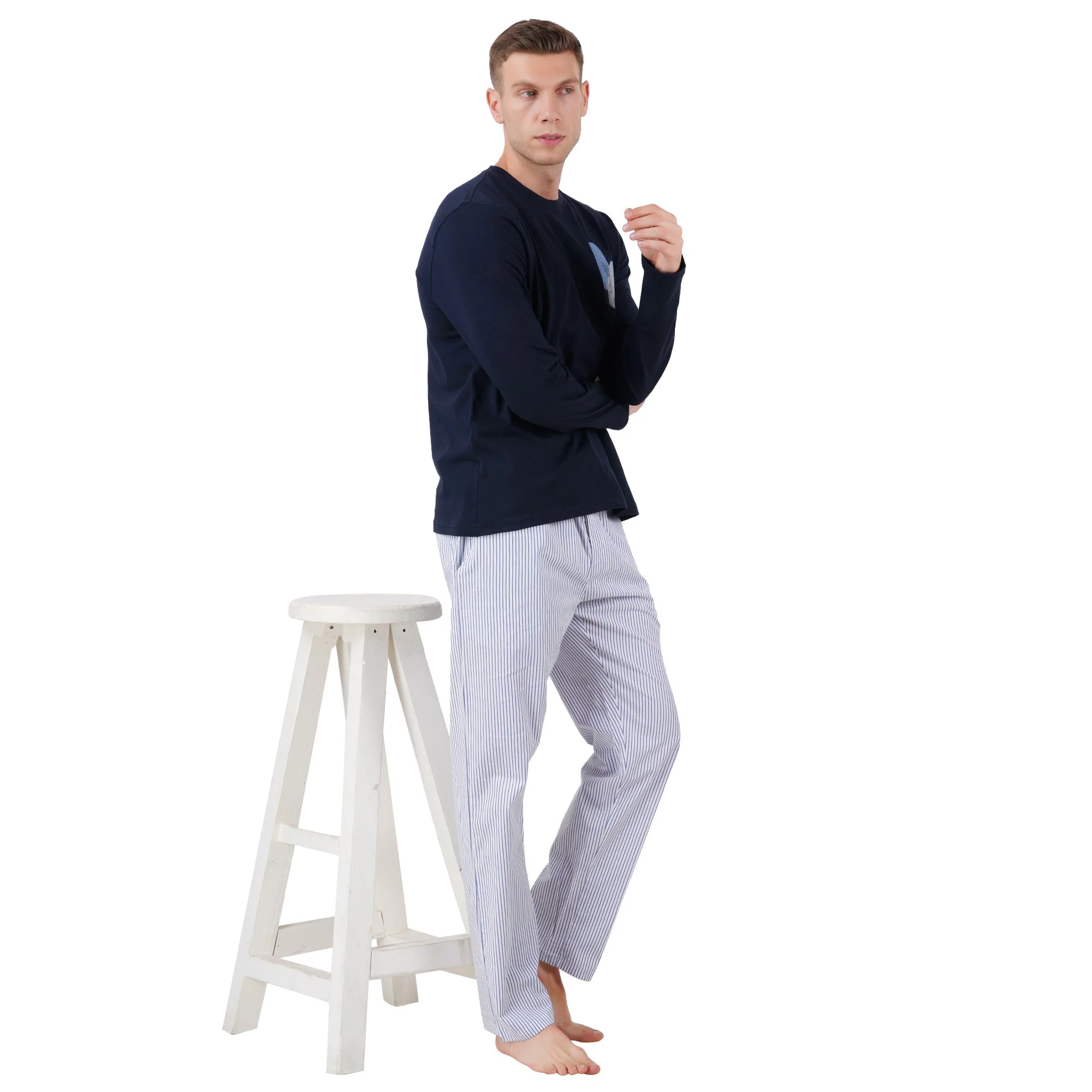 Men’s Navy Nightwear Set | Comfortable Cotton Sleepwear - Image 4