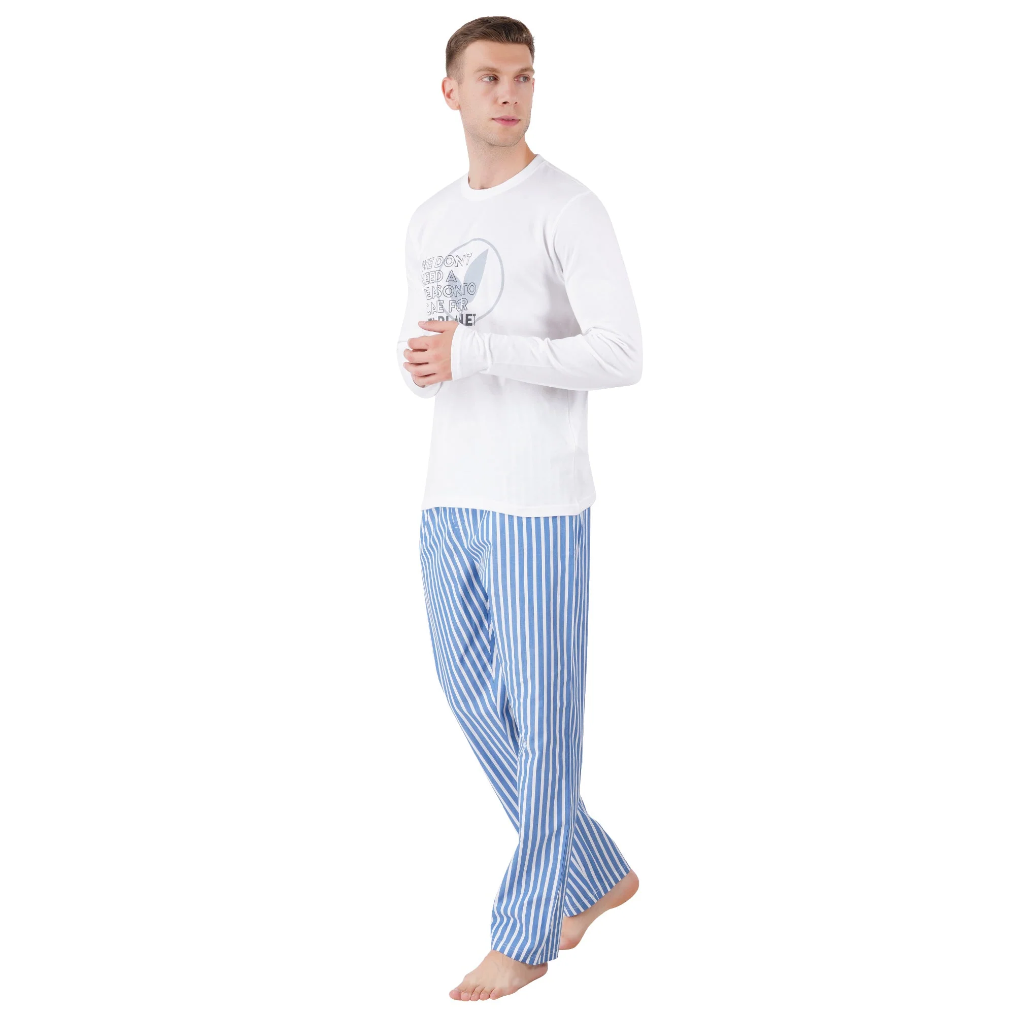 Men’s Nightwear Blue & White Stripe Loungewear Pants - Image 3