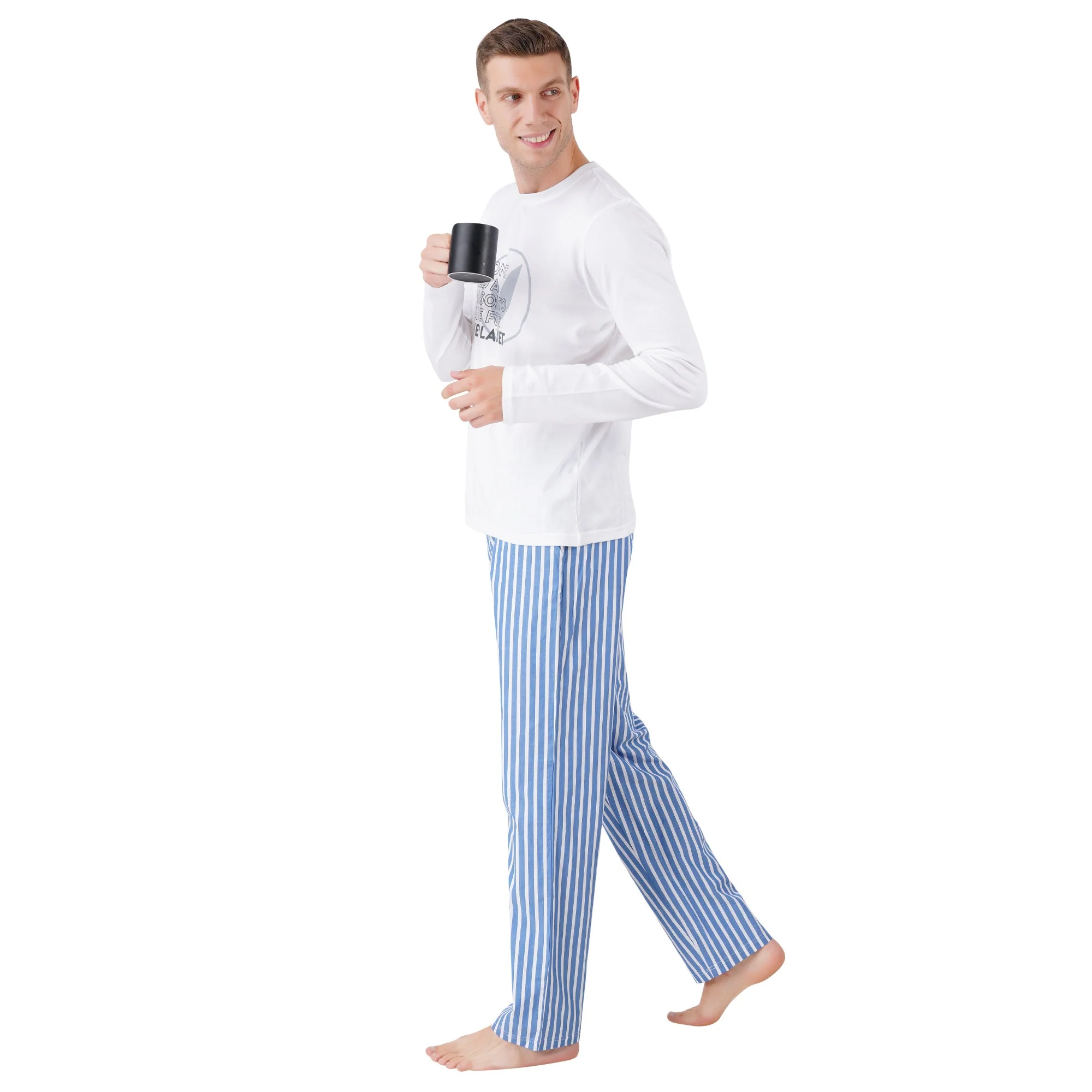 Men’s Nightwear Blue & White Stripe Loungewear Pants - Image 4