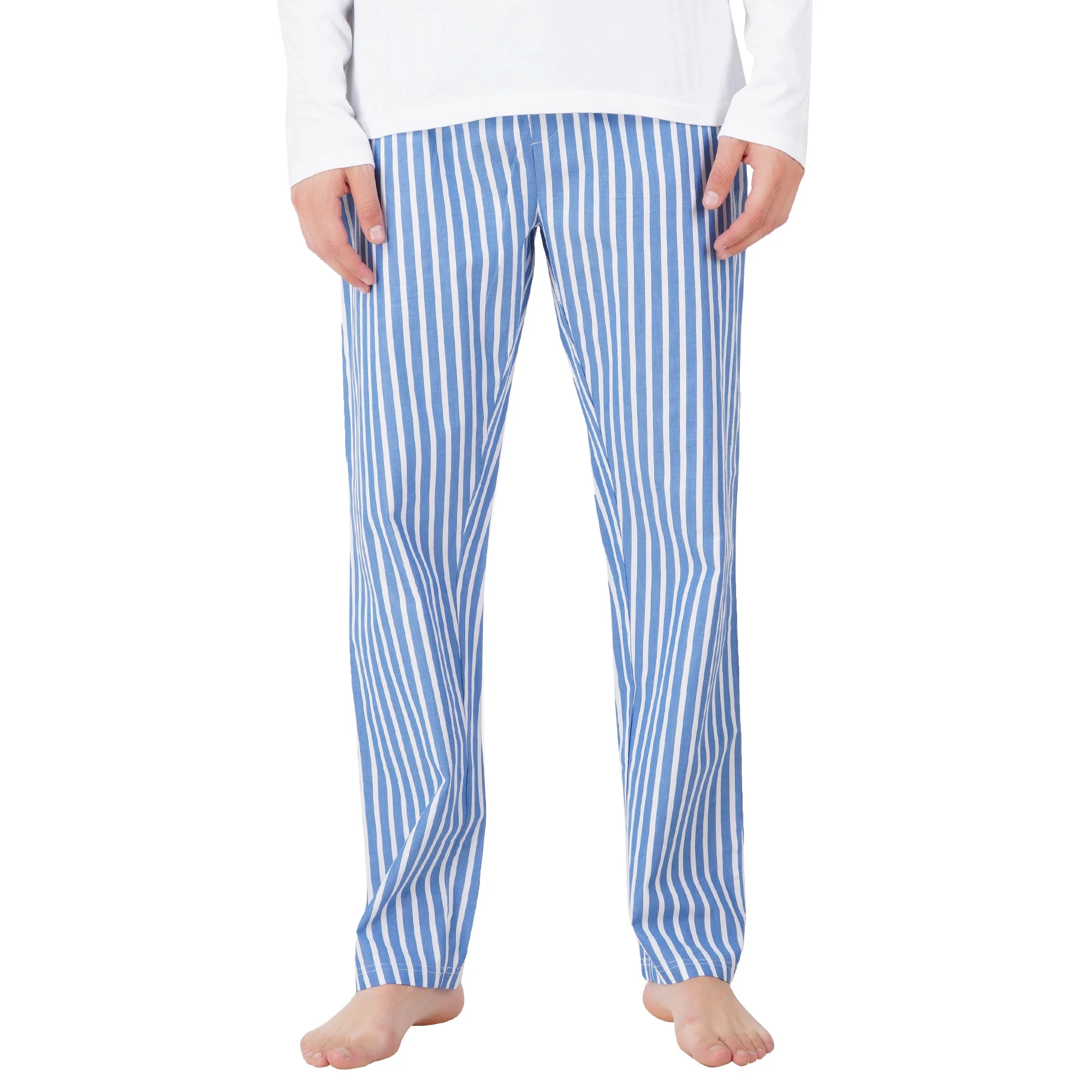 Men’s Nightwear Blue & White Stripe Loungewear Pants - Image 5
