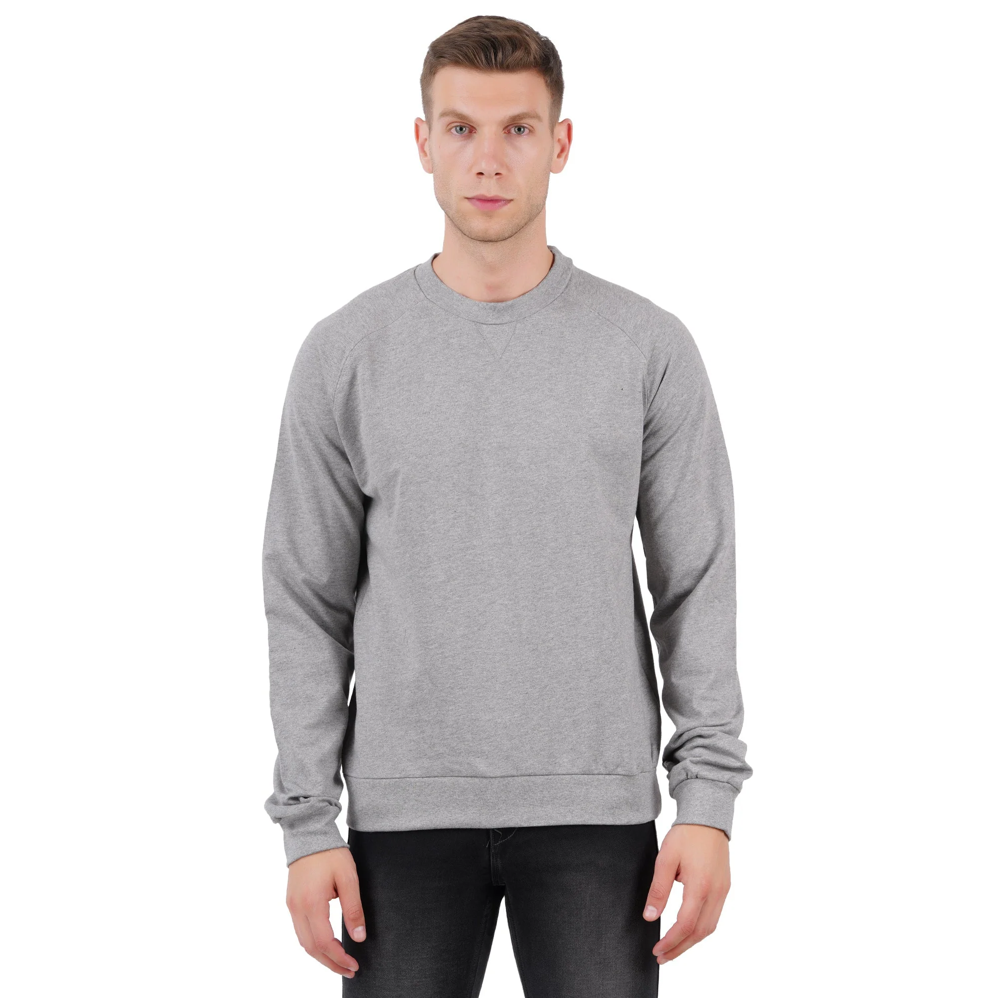 Men’s Grey Melange Pullover Sweatshirt | Everyday Comfort