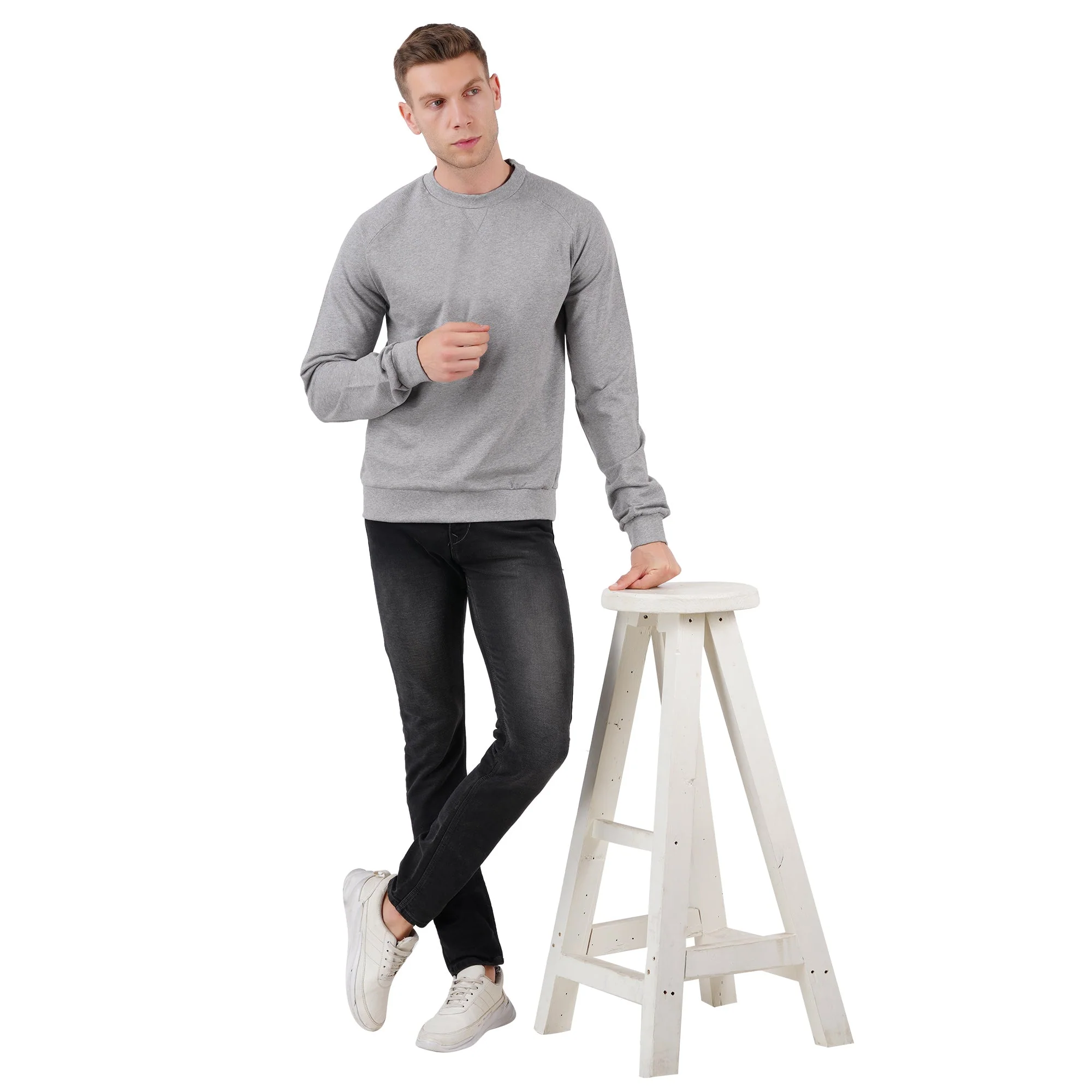 Men’s Grey Melange Pullover Sweatshirt | Everyday Comfort - Image 4
