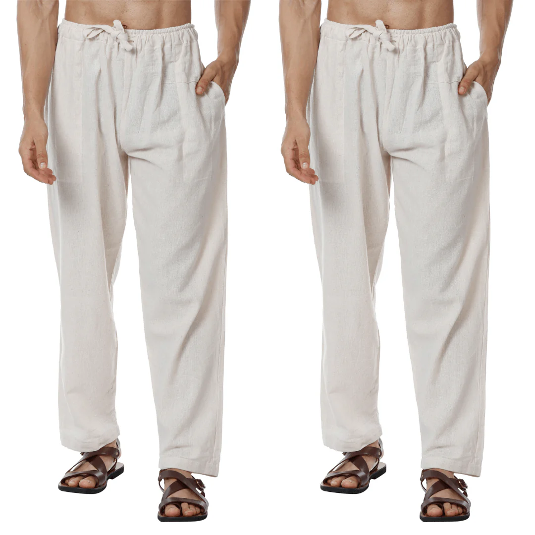 Cream Men's Pyjama Pack of 2 | Fits Waist Sizes 28" to 36"