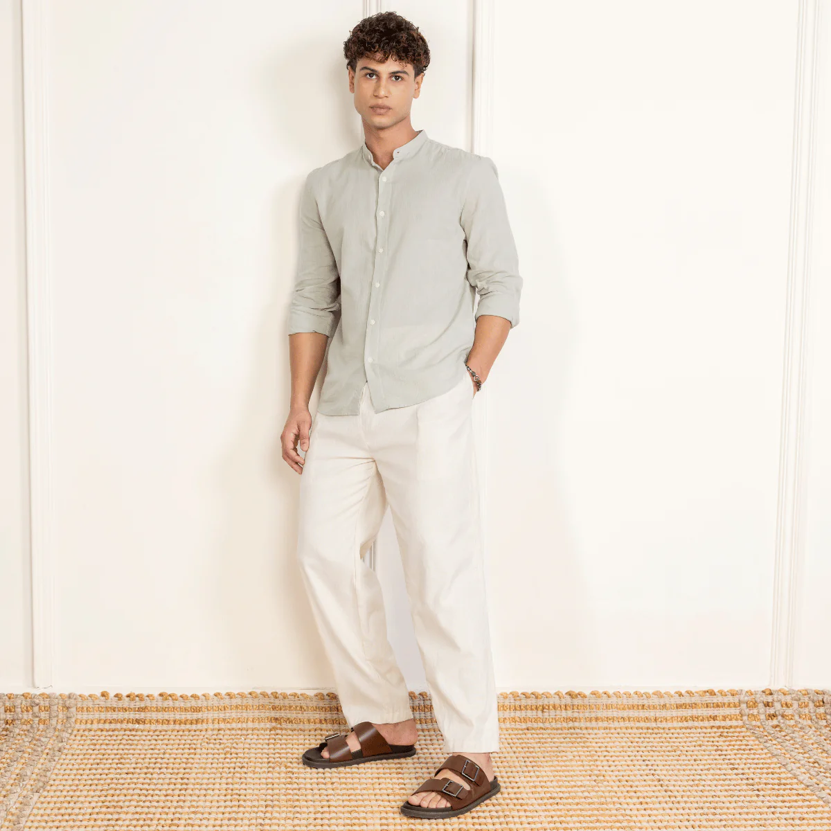 Men's Pyjama Pack of 2 | Cream & White | Fits Waist Sizes 28" to 36" - Image 6
