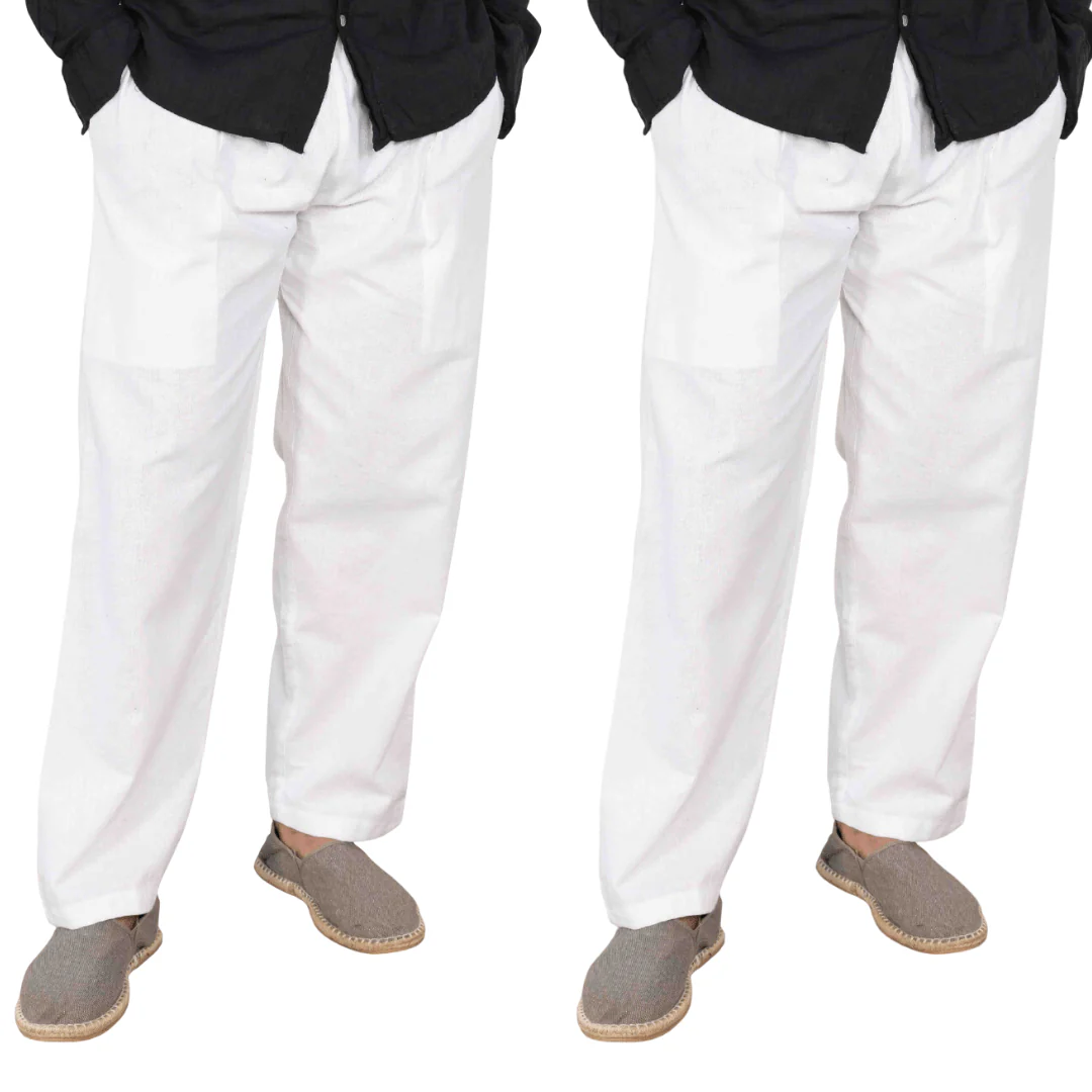 Men's Pyjama Pack of 2 | White & White | Fits Waist Sizes 28" to 36"