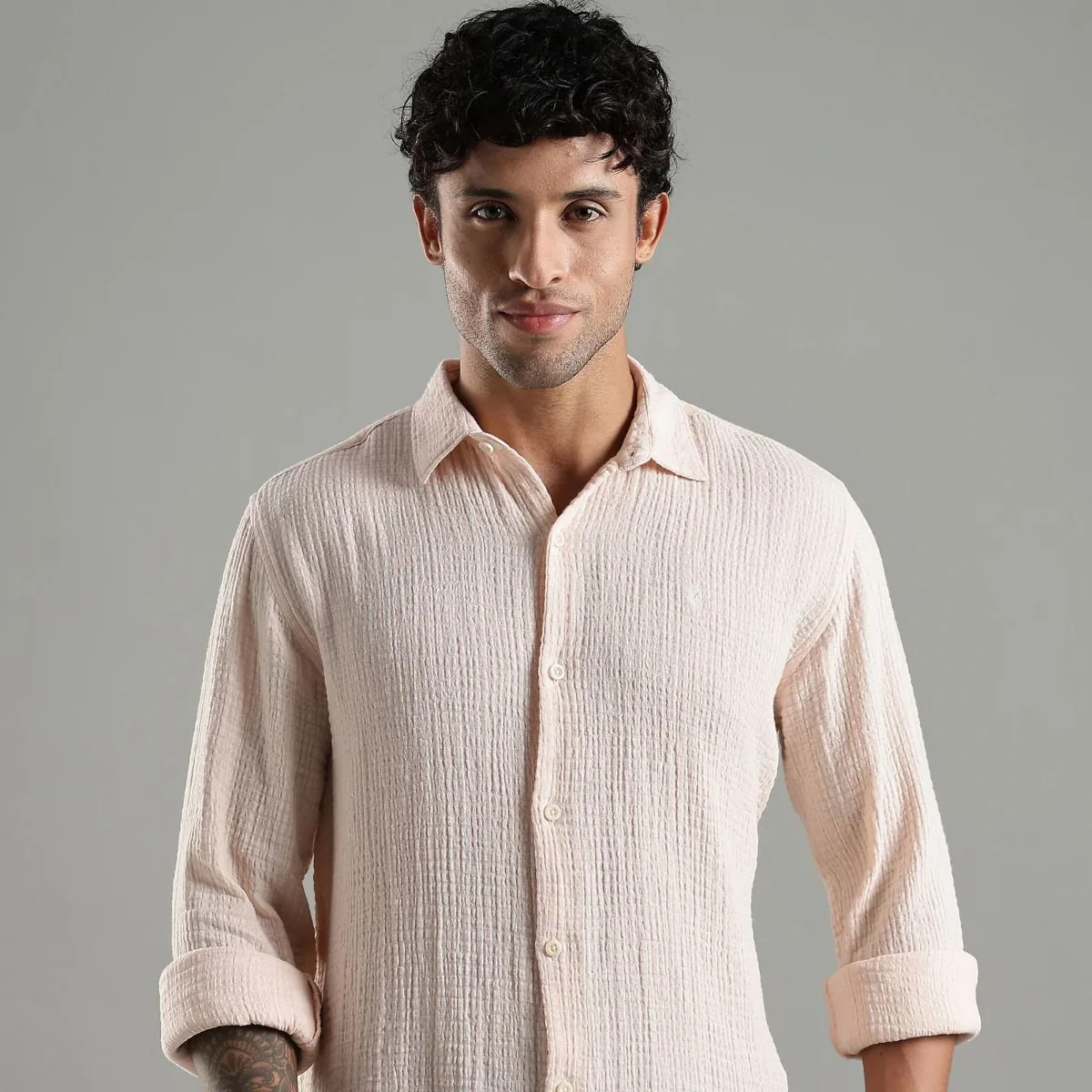 Sol Gauge Cotton Shirt – Sleek Minimal Texture