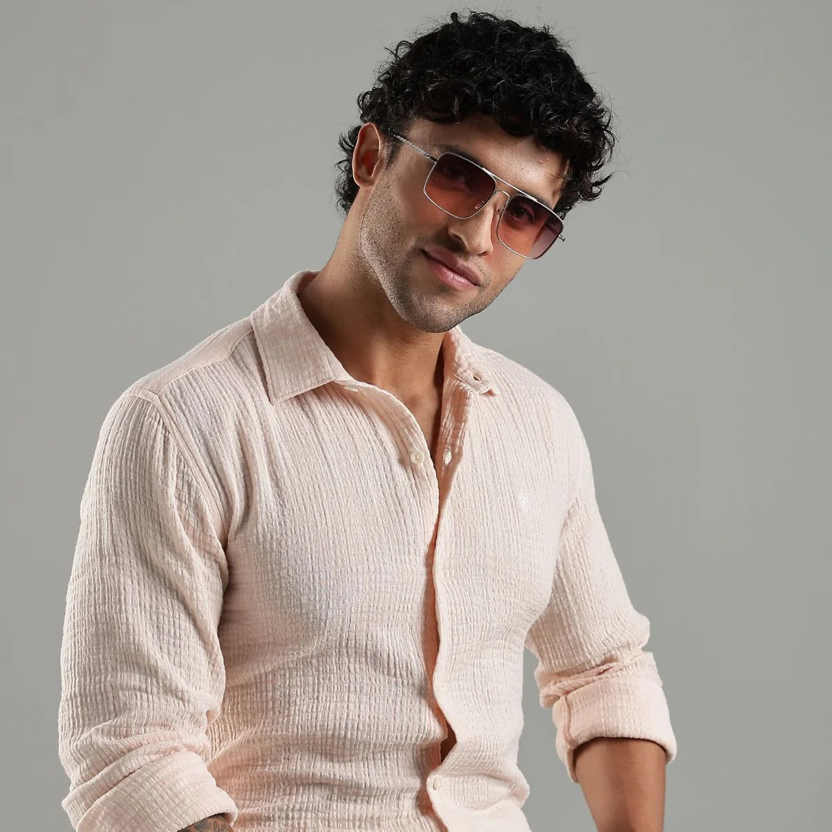 Sol Gauge Cotton Shirt – Sleek Minimal Texture - Image 2