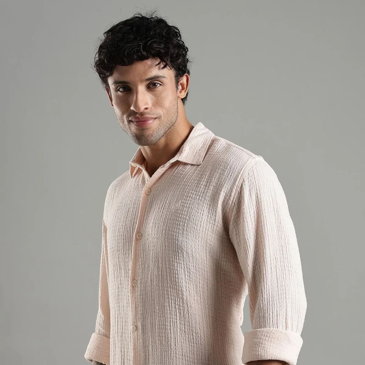Sol Gauge Cotton Shirt – Sleek Minimal Texture - Image 5