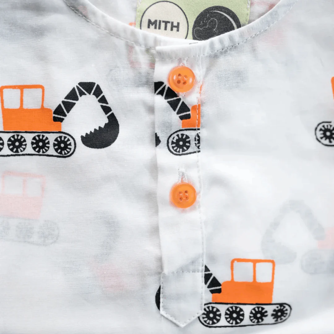 Mighty Bulldozer- Unisex Kids Cotton Nightwear - Image 6