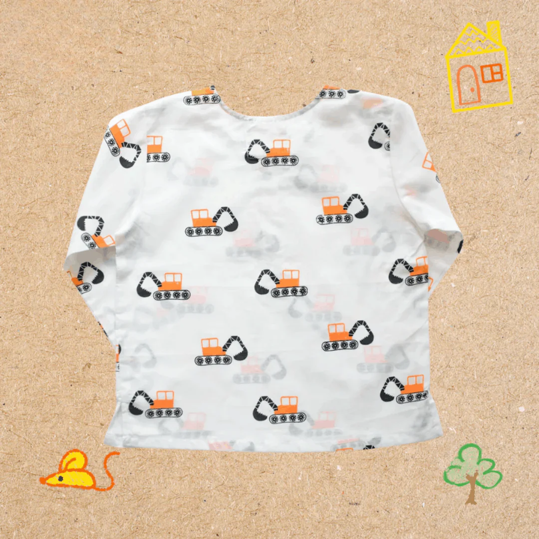 Mighty Bulldozer- Unisex Kids Cotton Nightwear - Image 8