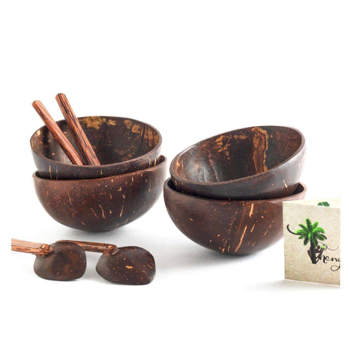 Mini Coconut Bowl & Shell ,Spoon Set of 2, 110 ml Dessert Bowl - Image 2